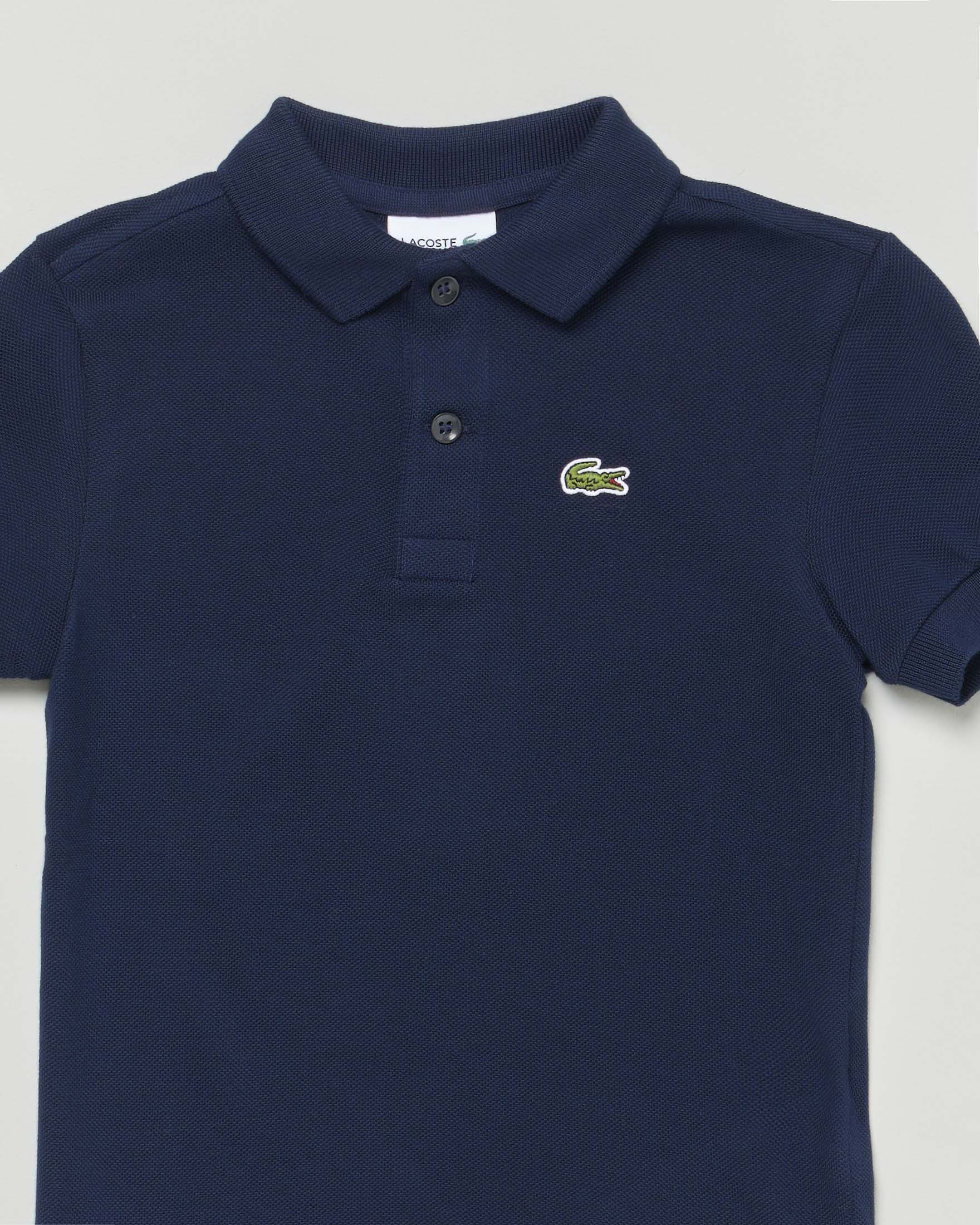 Polo Lacoste blu piqué di puro cotone image
