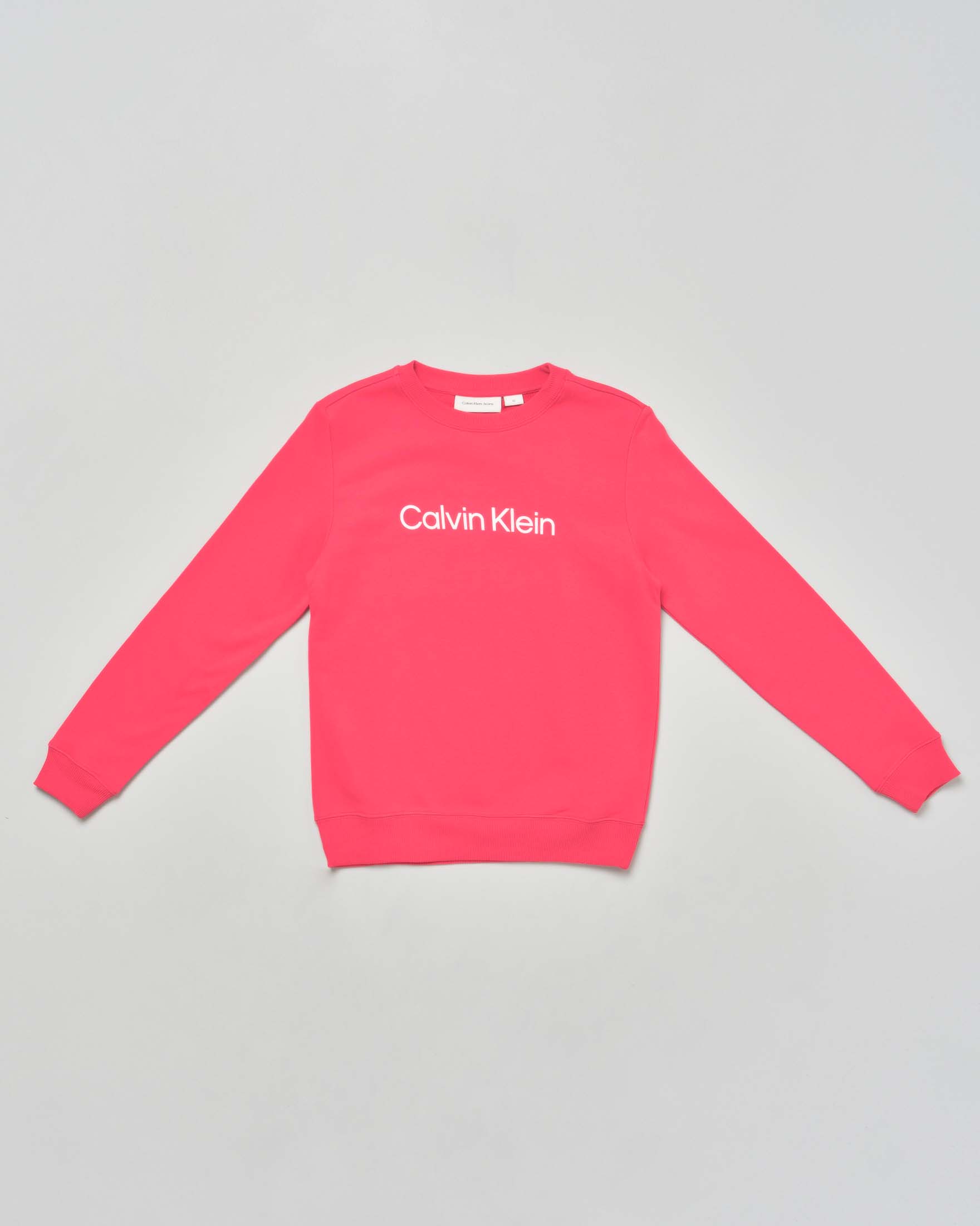 Felpa Calvin Klein rosa in puro cotone con scritta logo bianca