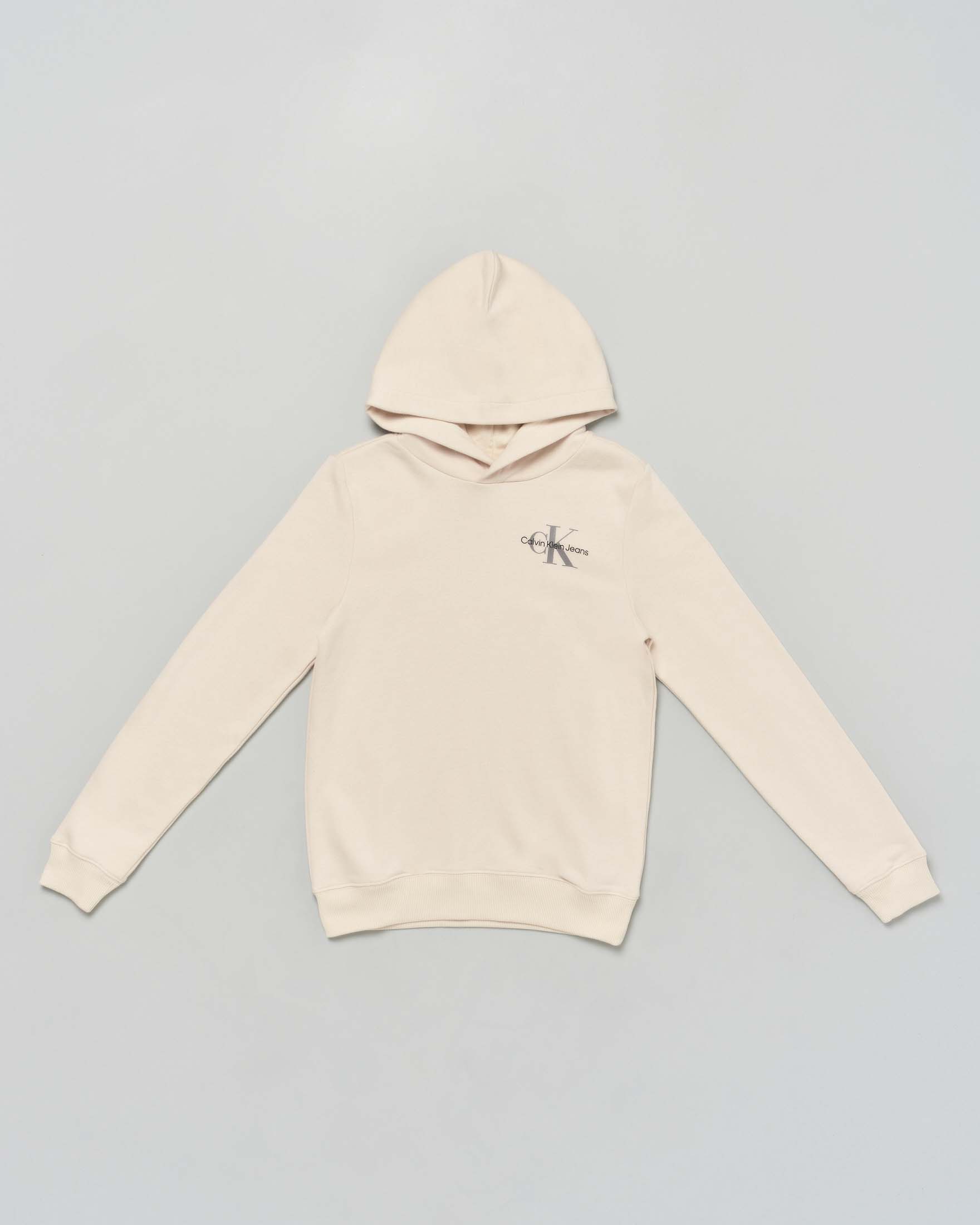 Felpa Calvin Klein beige a maniche lunghe e cappuccio