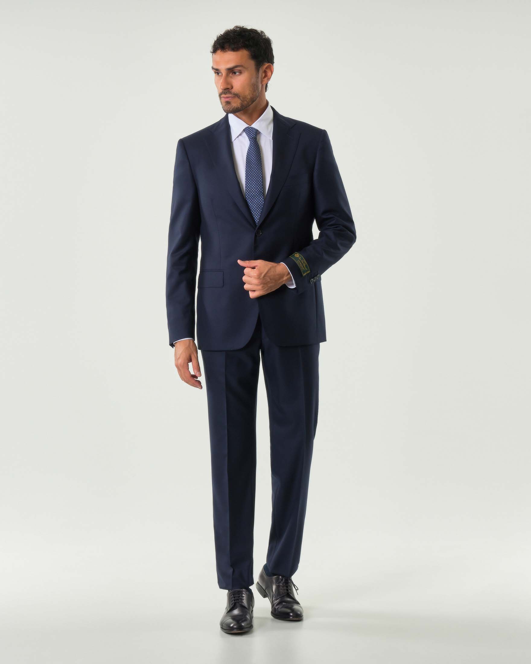 Abito Pellizzari drop7 blu in tela di pura lana Loro Piana Tasmanian super 170'S