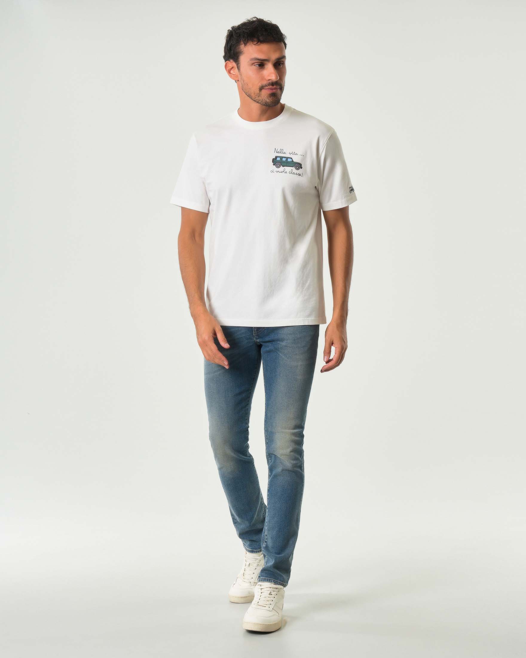 Jeans 317 Roy Roger's skinny-fit in cotone stretch lavaggio medio Bangor con sabbiature