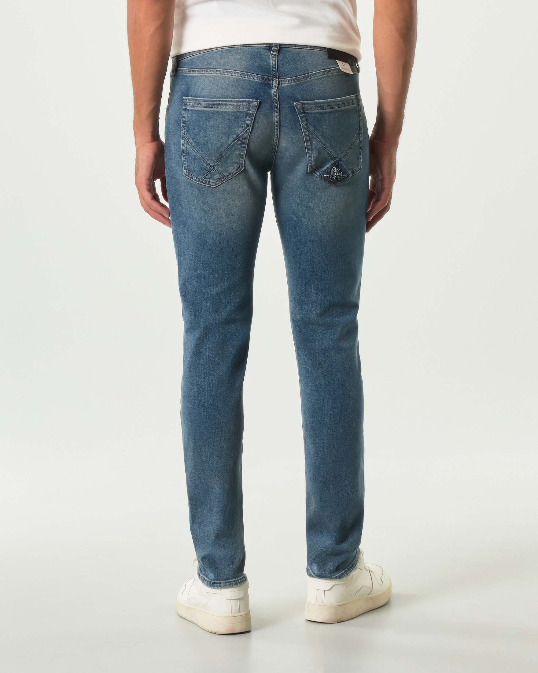 Jeans 317 Roy Roger's skinny-fit in cotone stretch lavaggio medio Bangor con sabbiature