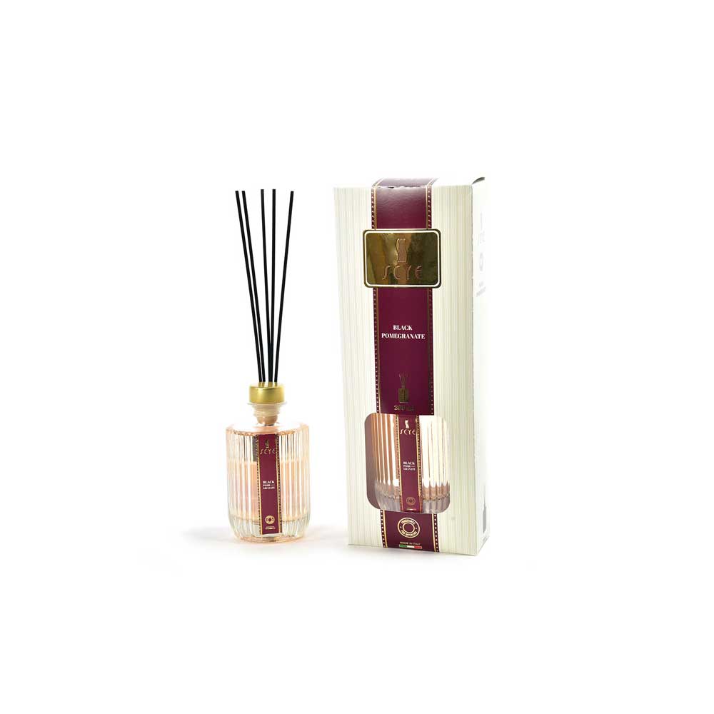 Mercury Diffusore Di Essenza In Contenitore Striato In Vetro 200 Ml Fragranza Black Pomegranate