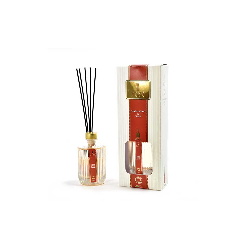 Mercury Diffusore Di Essenza In Contenitore Striato In Vetro 200 Ml Fragranza Sandalwood & Oud
