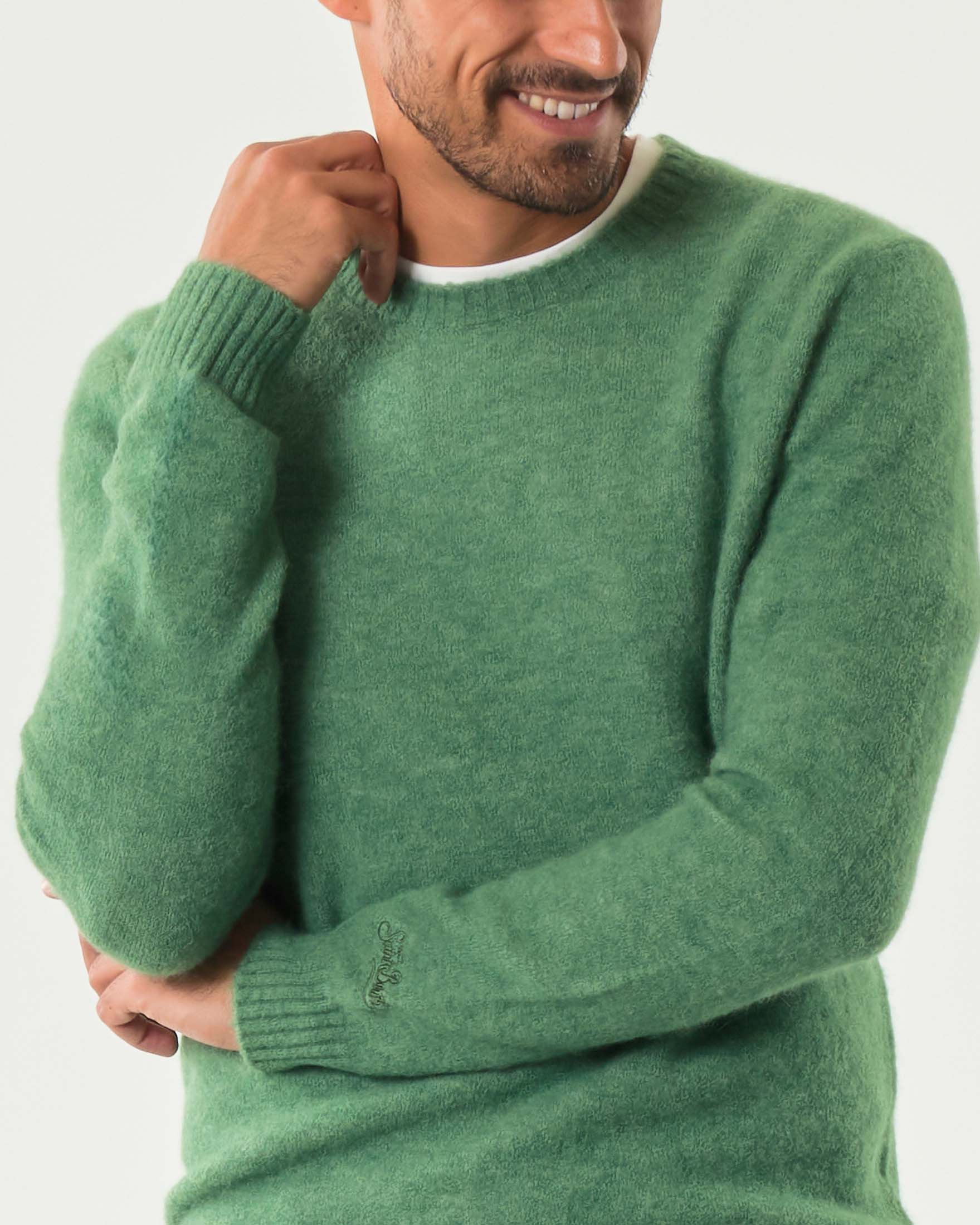 Maglia girocollo MC2 Saint Barth verde salvia in alpaca con logo