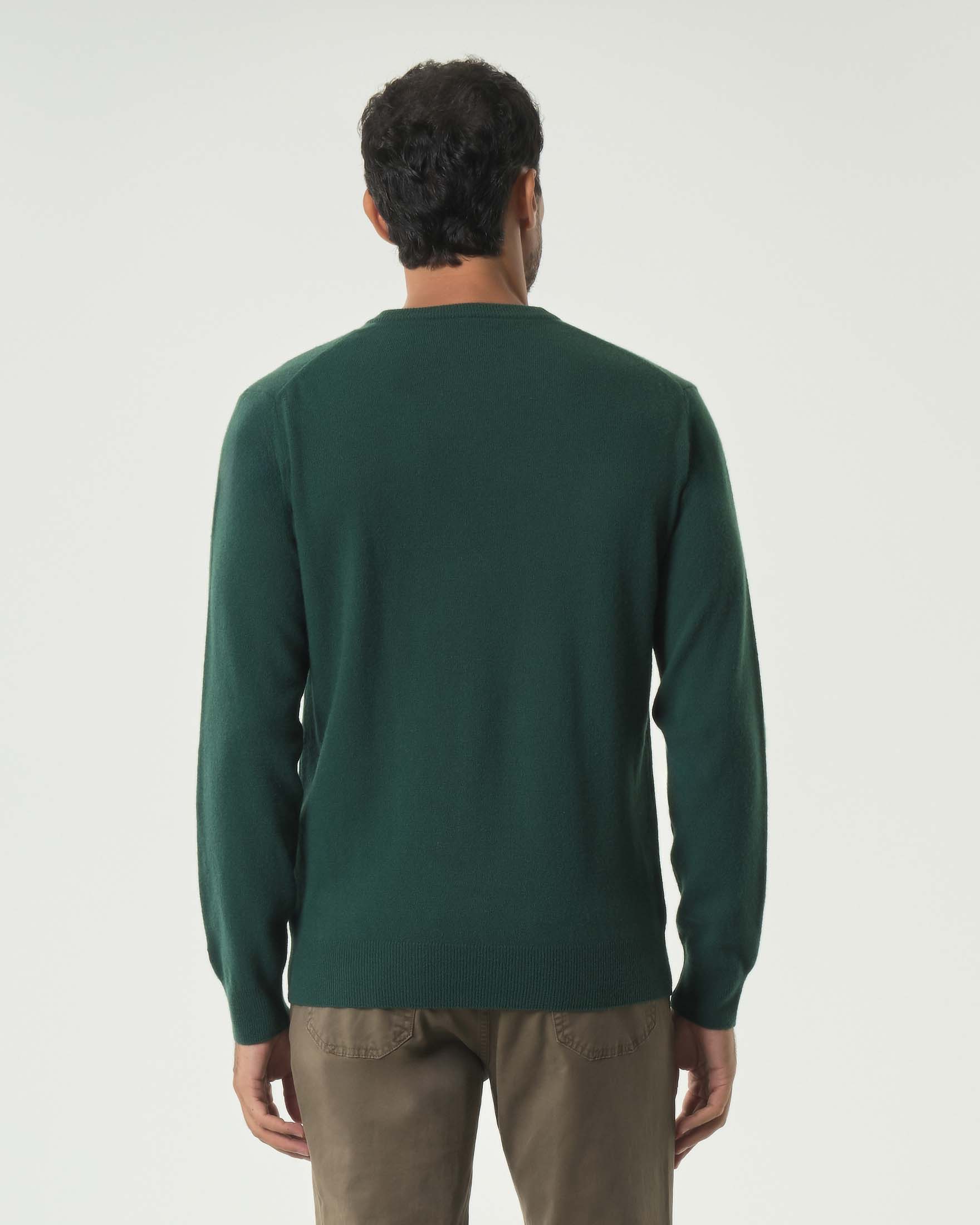 Maglia girocollo MC2 Saint Barth verde in lana e cashmere con