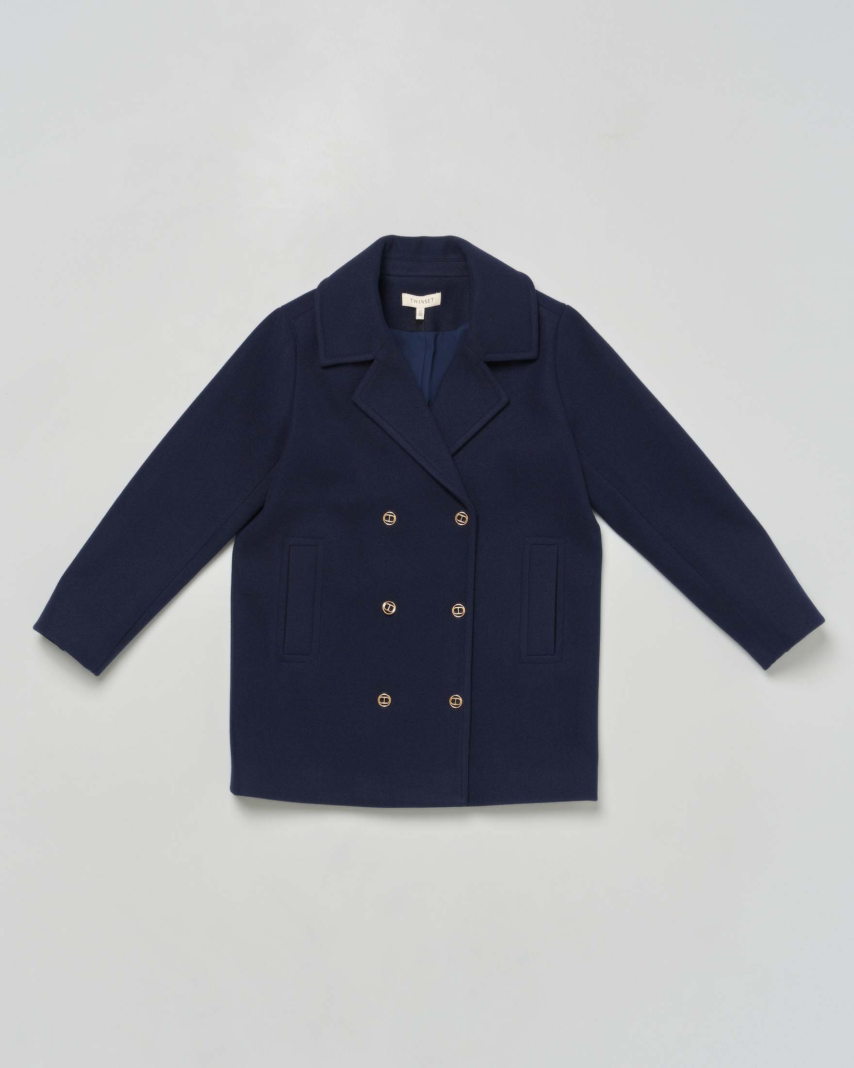Cappotto a doppiopetto Twinset blu