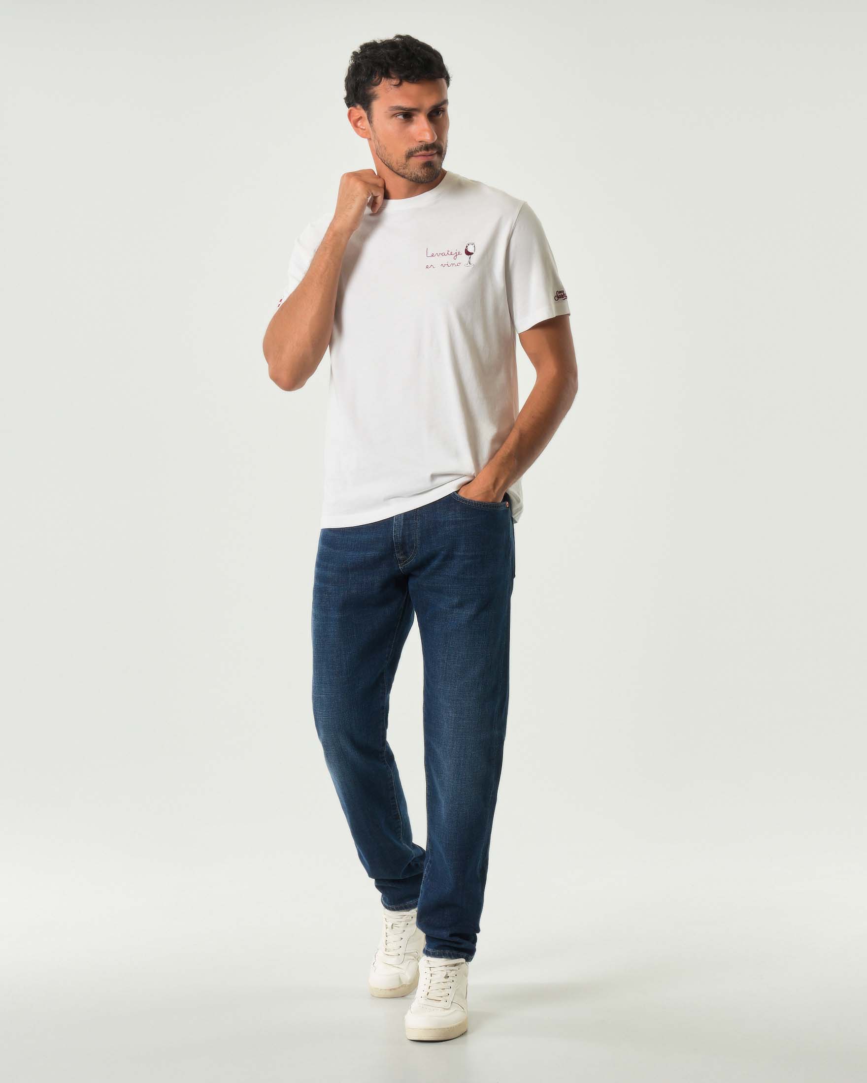 Jeans Cult Roy Roger's regular-fit in cotone stretch lavaggio Harlem scuro con leggere baffature