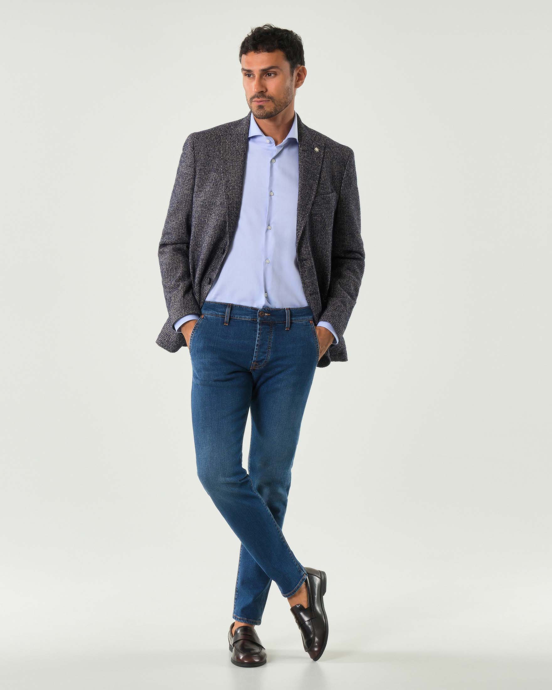 Jeans tasca america New Elias Roy Roger's slim-fit in cotone stretch lavaggio Carlin Light medio