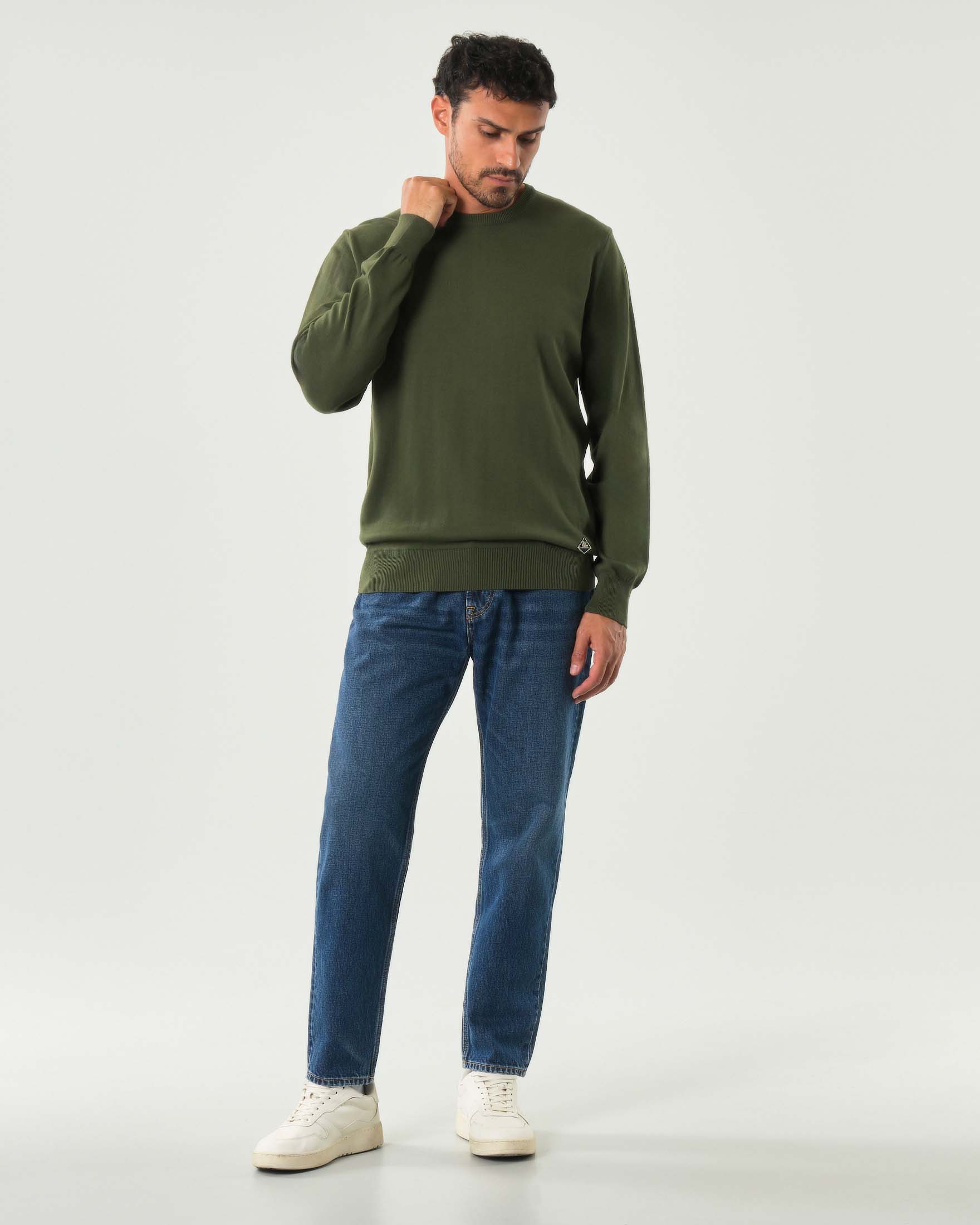 Jeans Dapper Roy Roger's carrot-fit in puro cotone lavaggio Baker medio con baffature