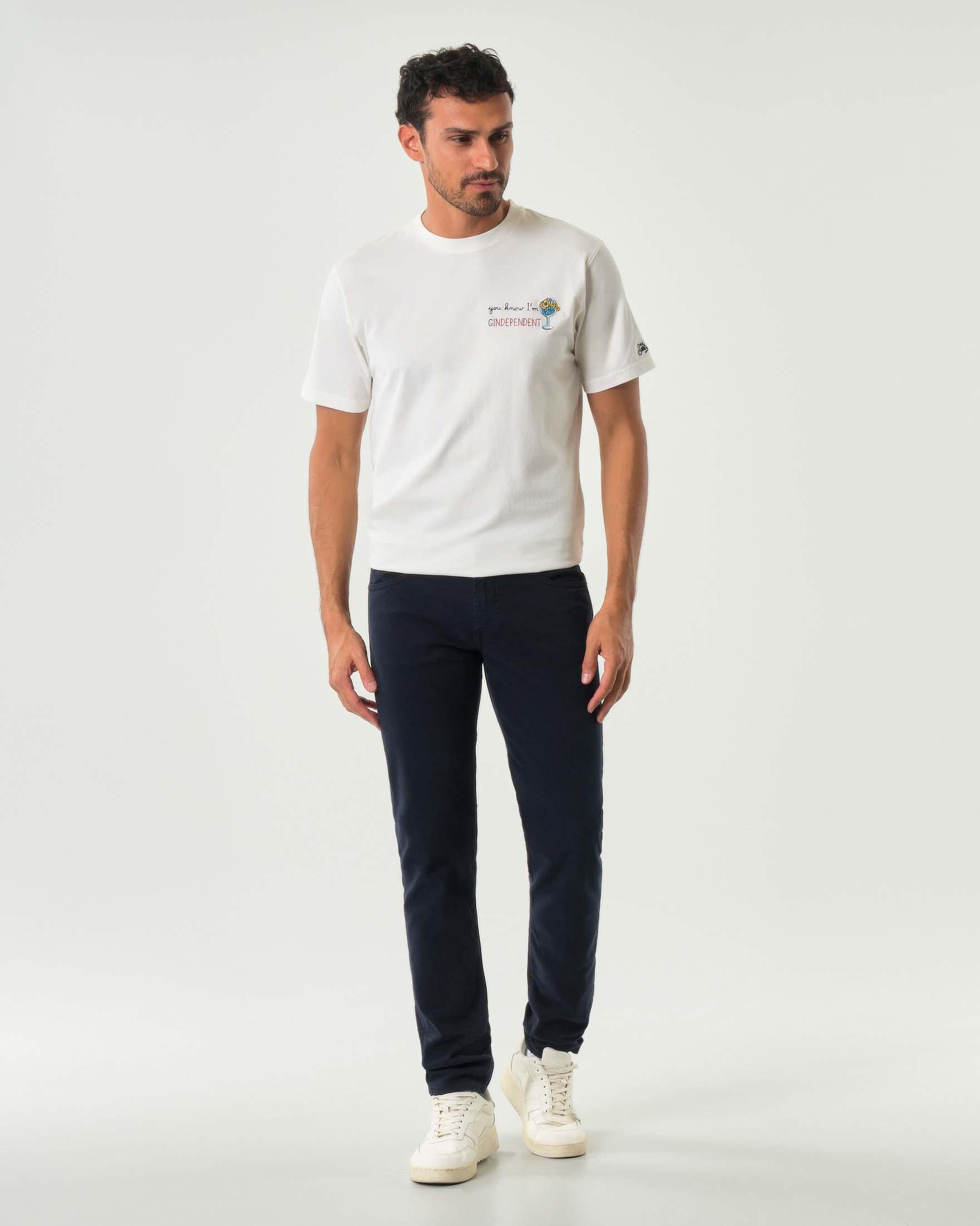 Pantaloni cinque tasche 517 Roy Roger's slim-fit blu navy in softbull di cotone stretch