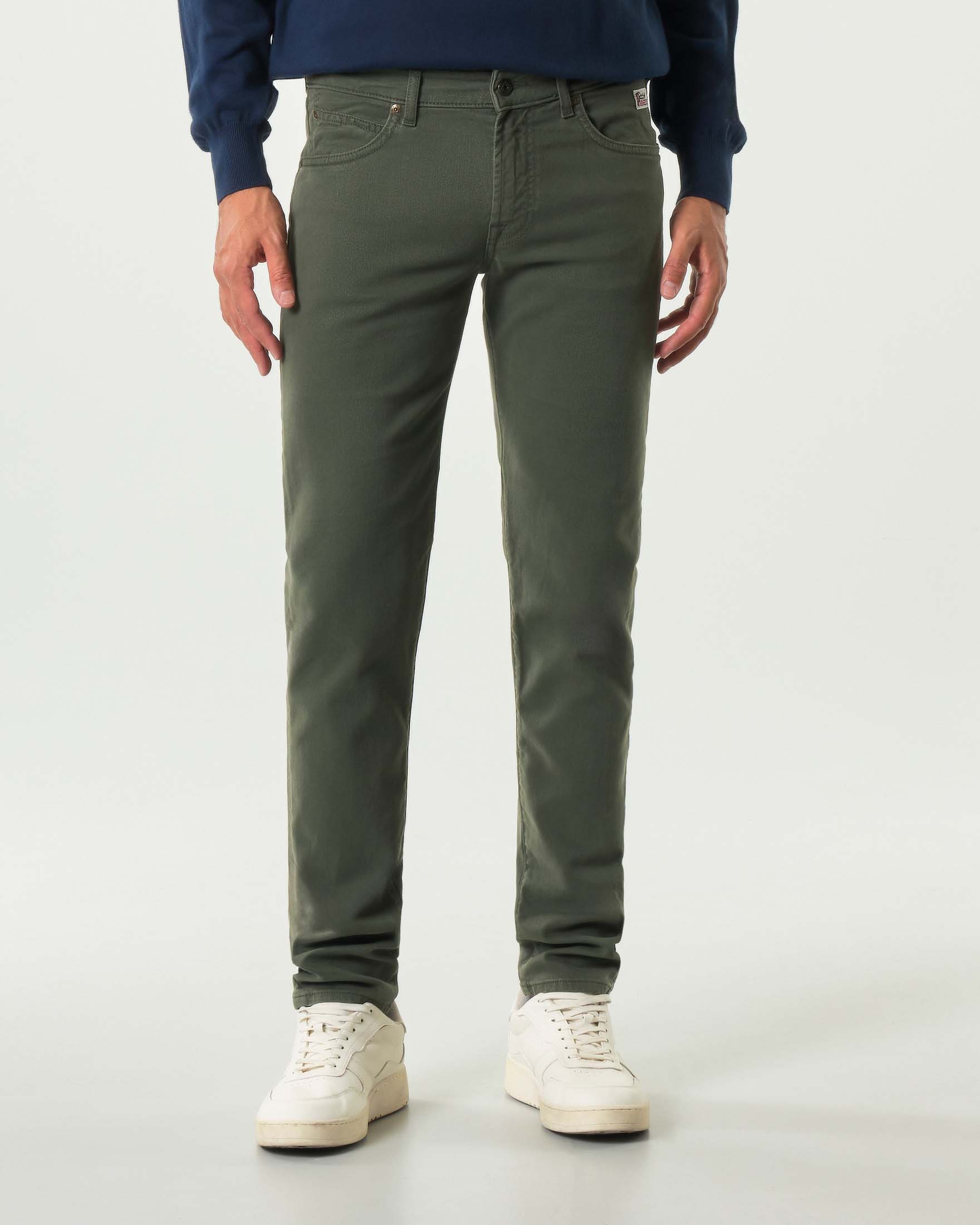 Pantaloni cinque tasche 517 Roy Roger's slim-fit verde militare in softbull di cotone stretch image