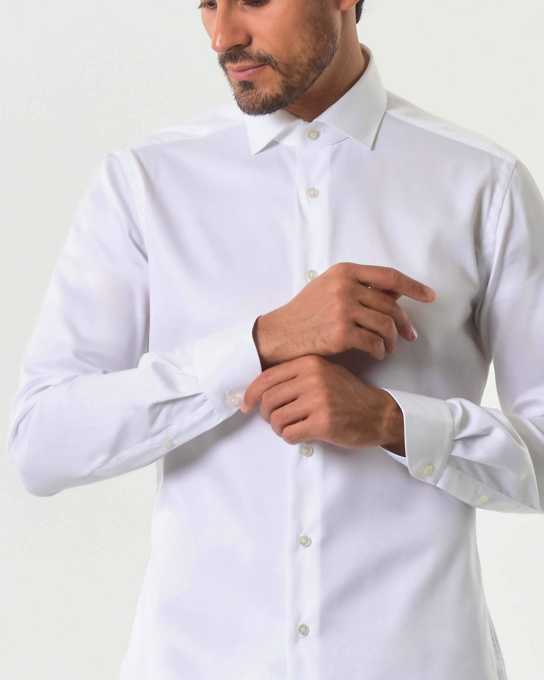 Camicia Xacus bianca in twill di puro cotone tailor-fit image