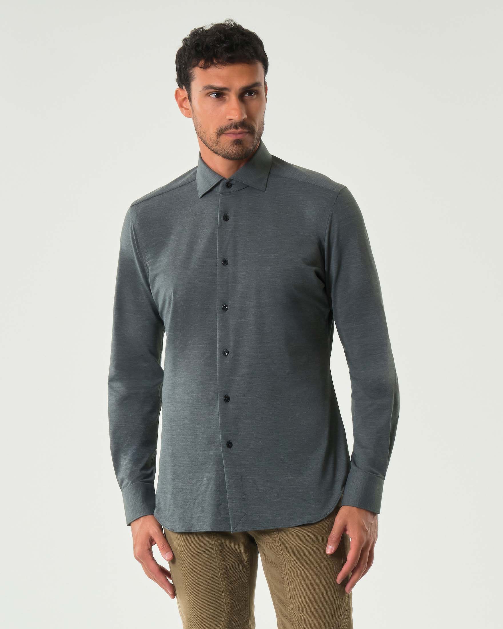 Camicia Xacus verde militare in tessuto tecnico active