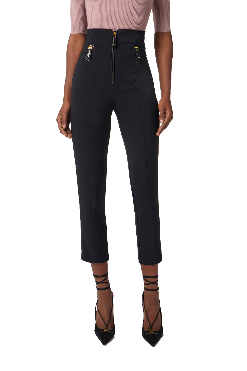 Pantalone in Crêpe con Dettagli Zip