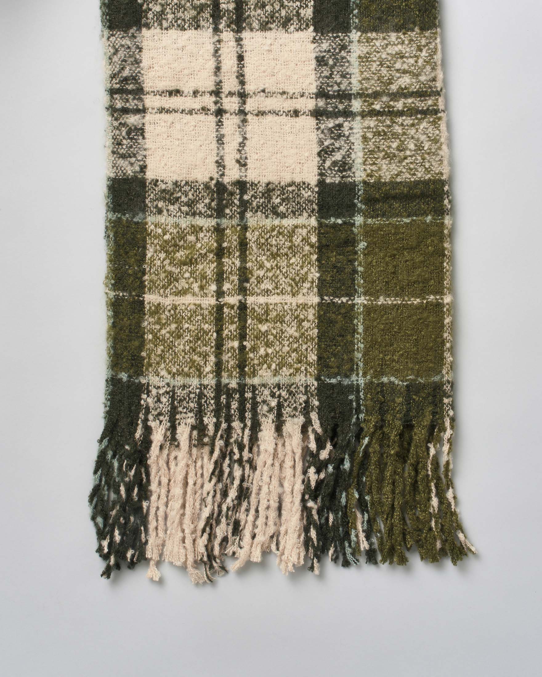 Cofanetto Barbour sciarpa a fantasia tartan verde e avorio e