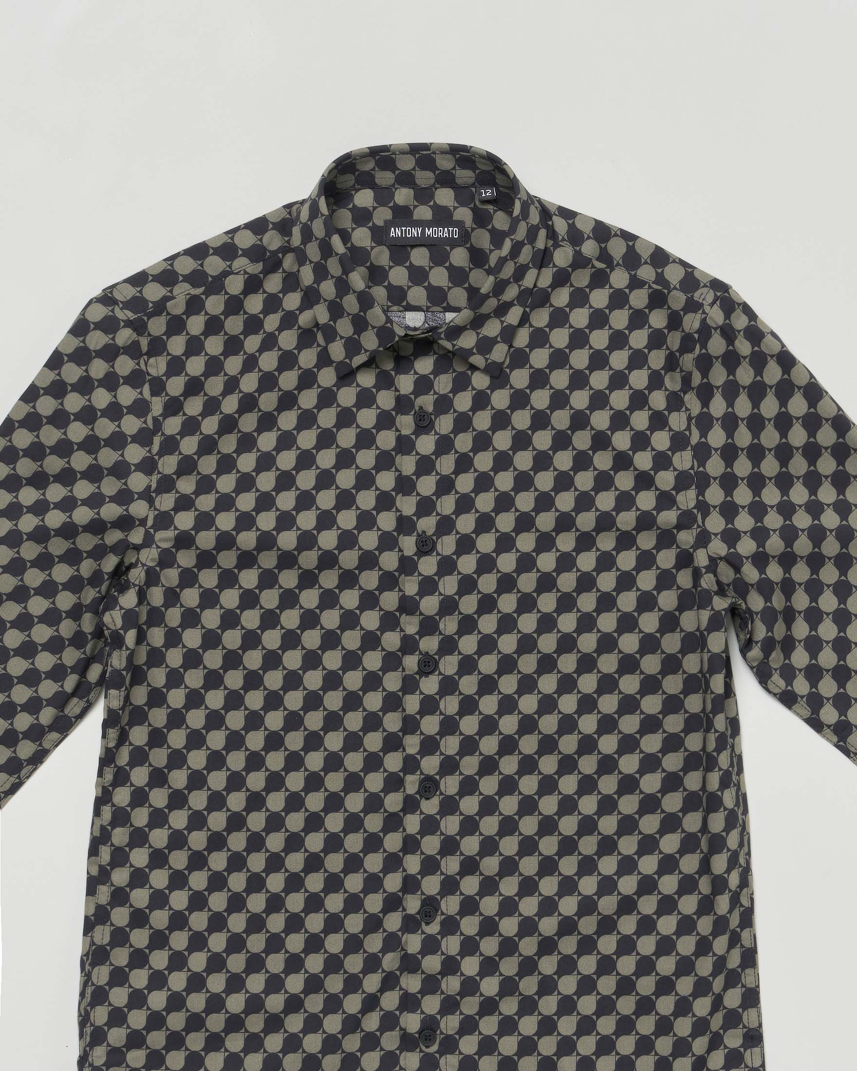 Camicia Antony Morato in misto viscosa e cotone con fantasia bicolore nera e verde image