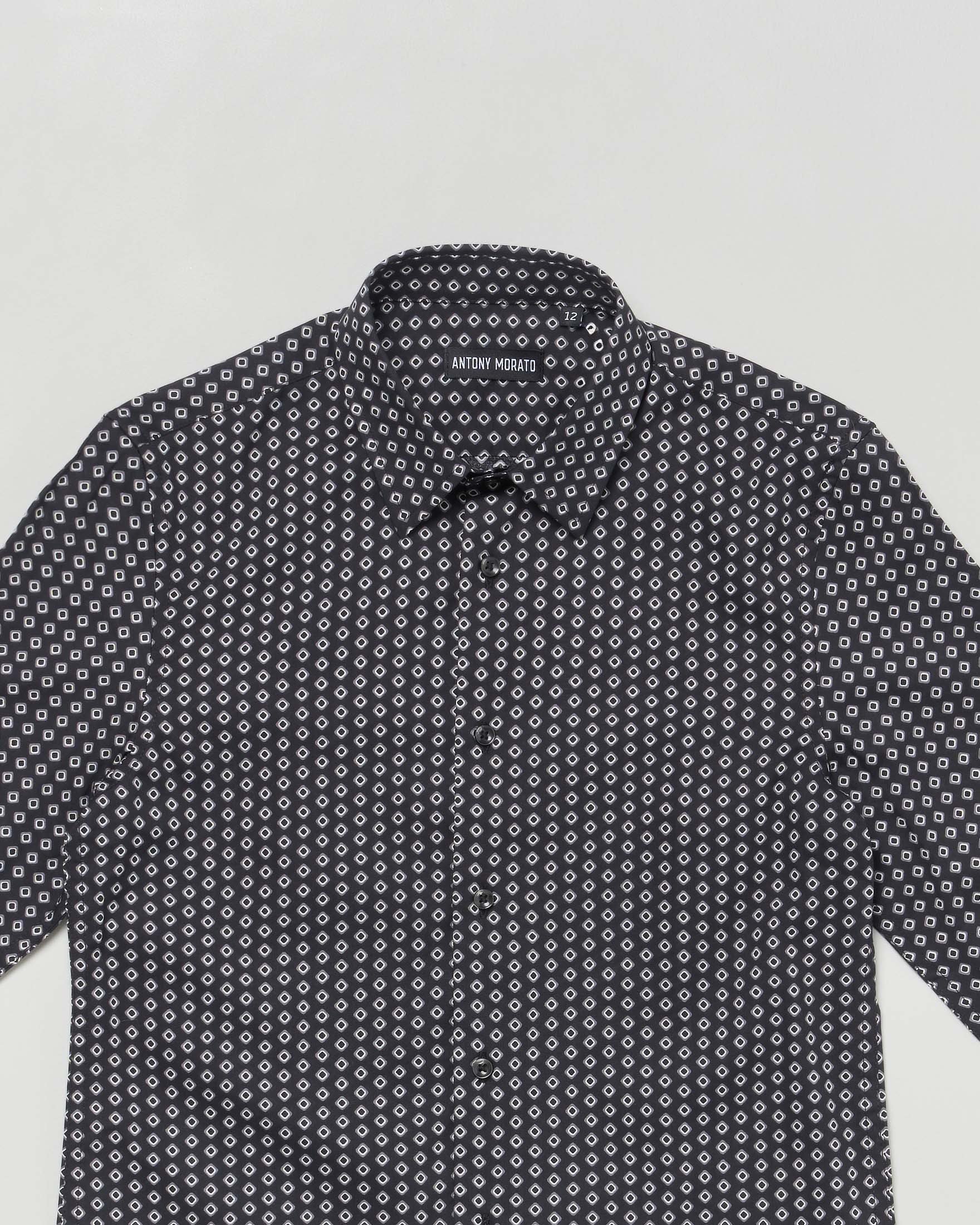 Camicia Antony Morato nera in misto viscosa e cotone con fantasia a rombi image