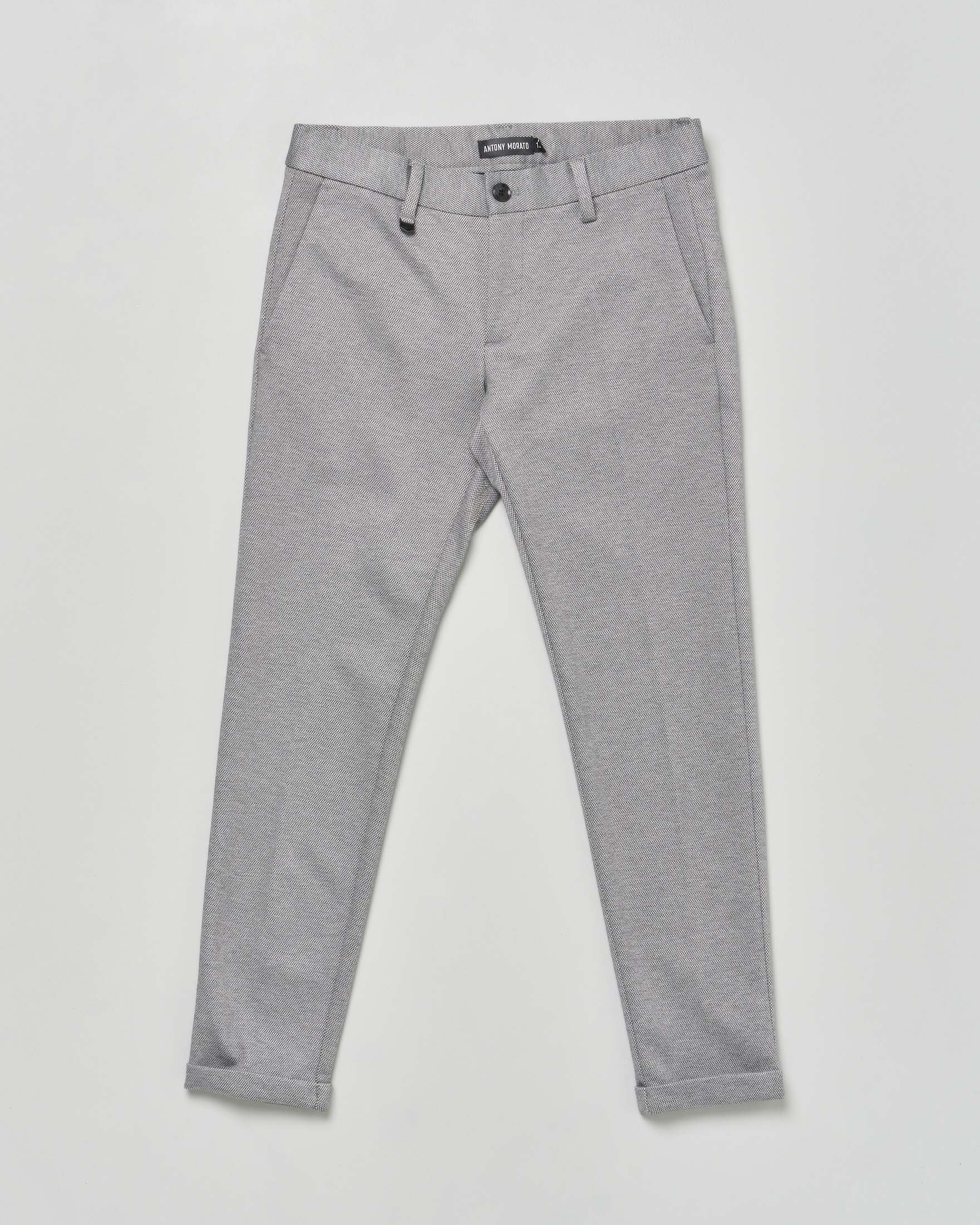 Pantalone chino grigio con microfantasia