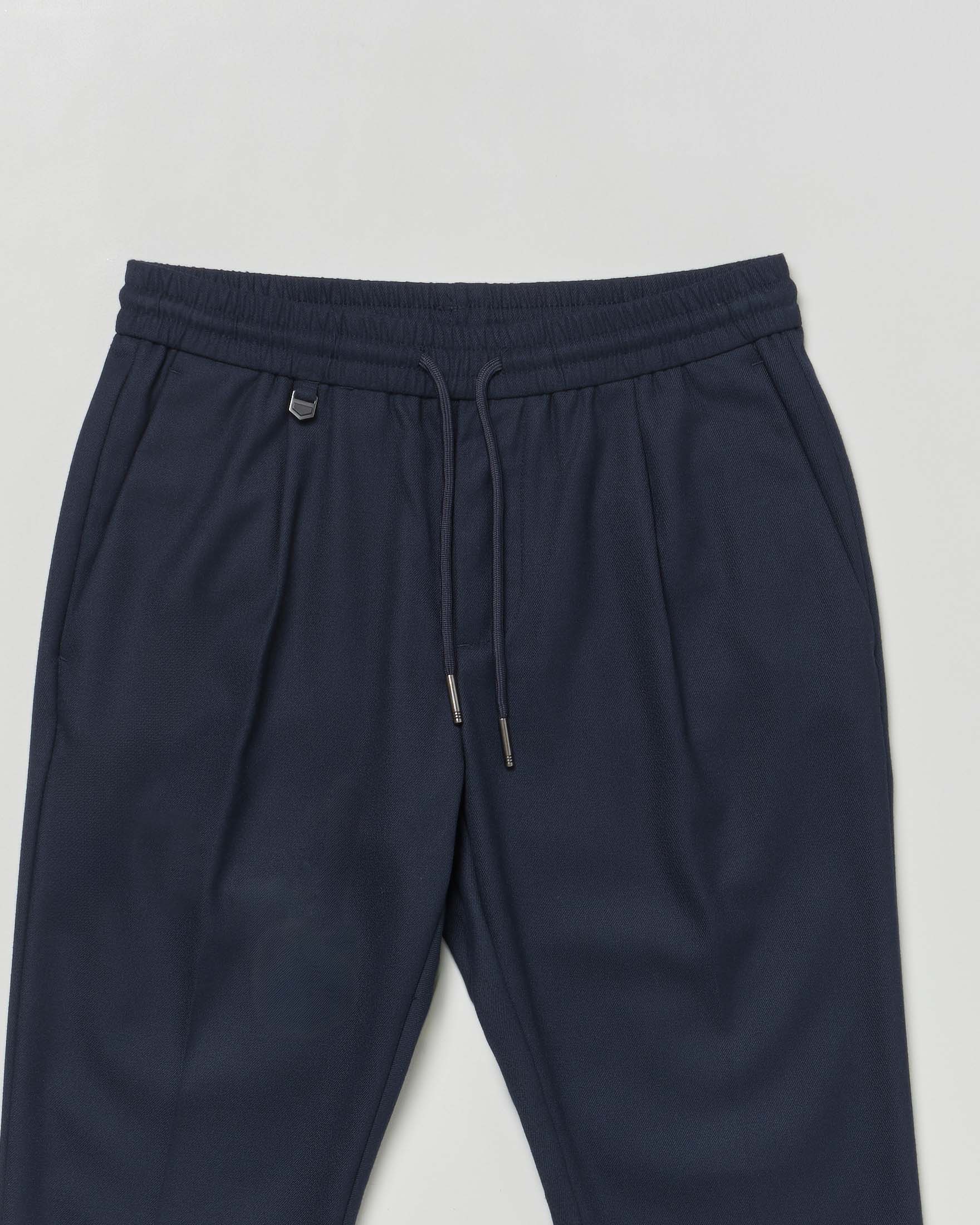 Pantalone Antony Morato in flanella in misto viscosa blu con coulisse image