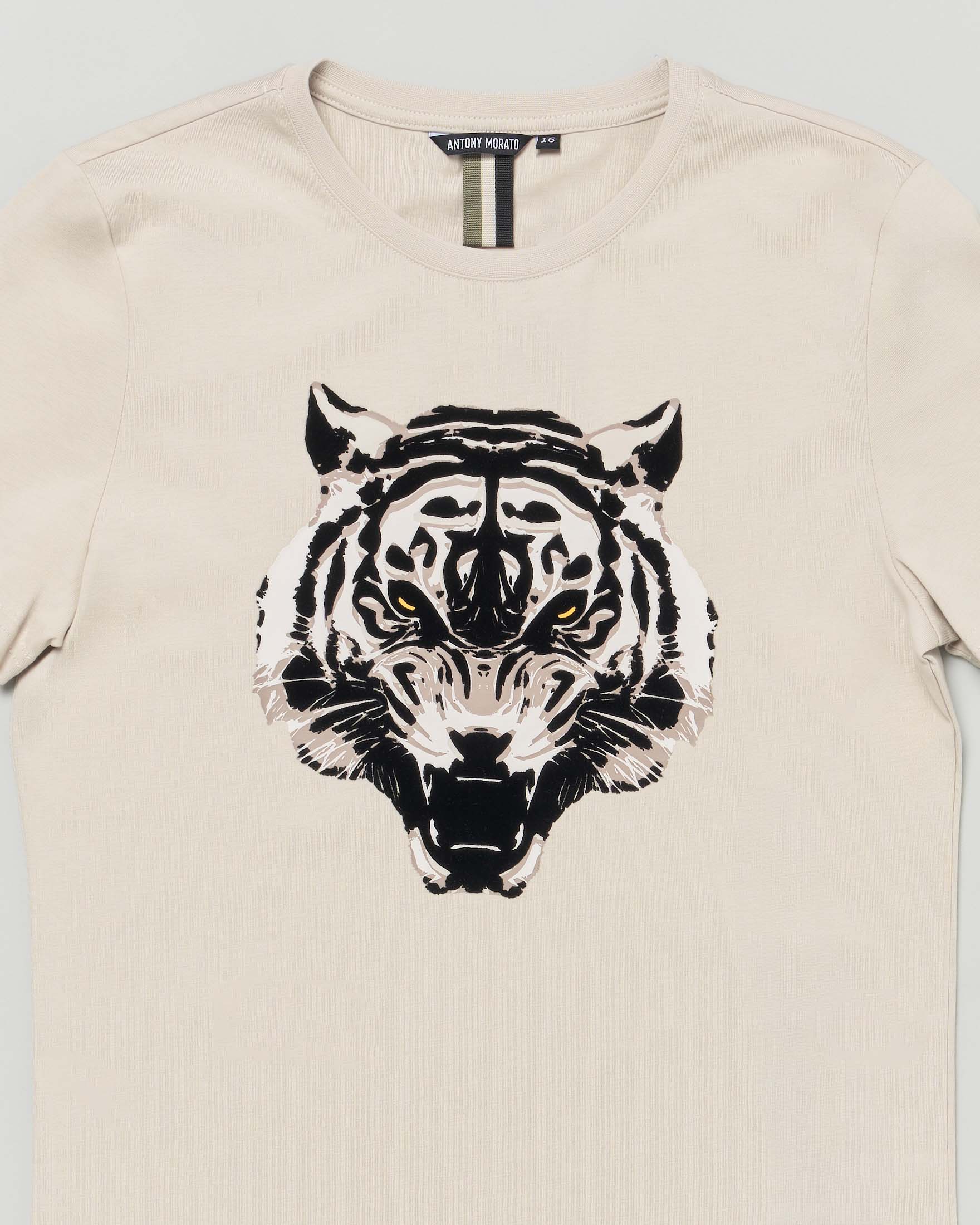 T-shirt Antony Morato beige mezza manica con tigre floccata image