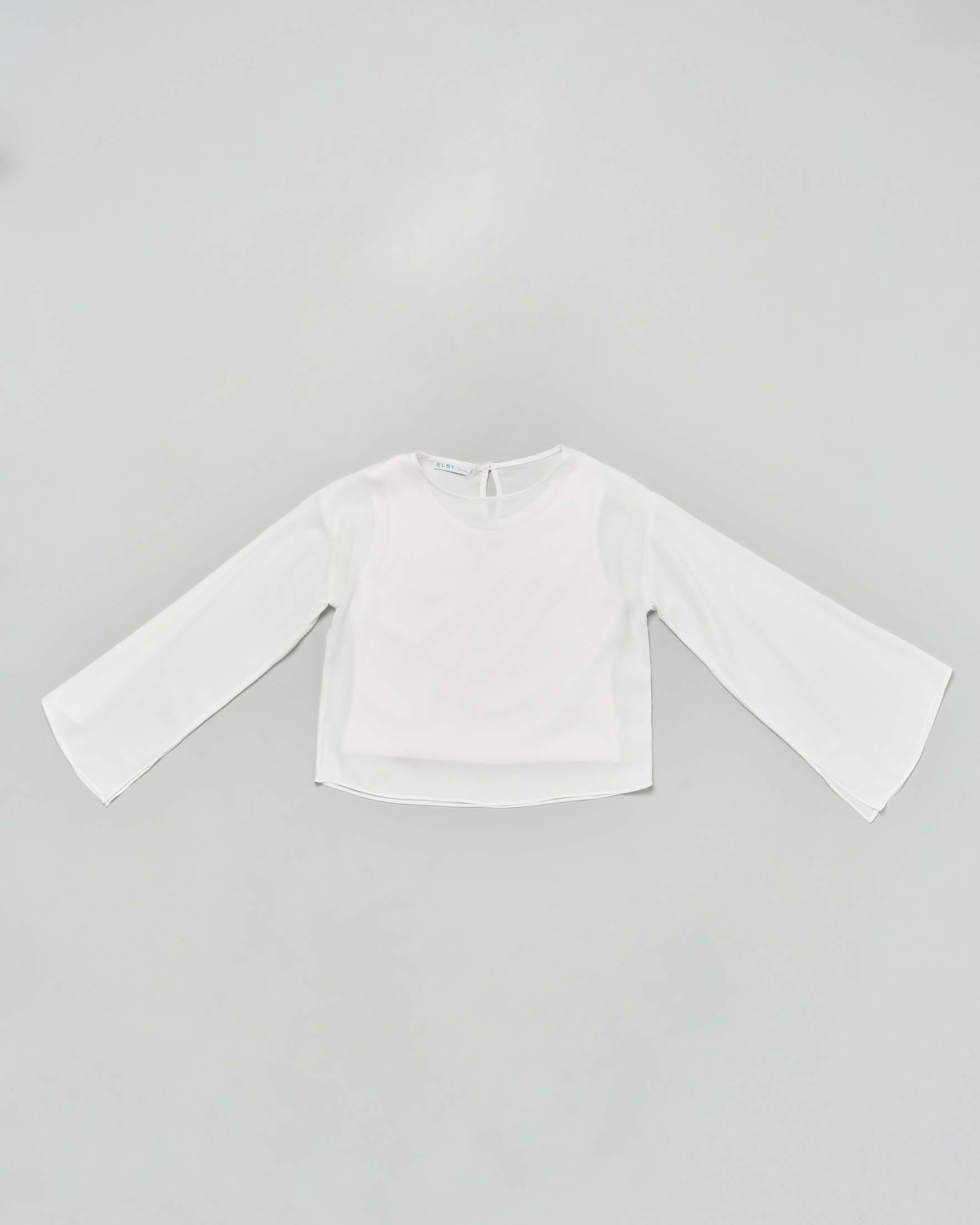 Camicietta Elsy bianca in crêpe con maniche campana e canotta