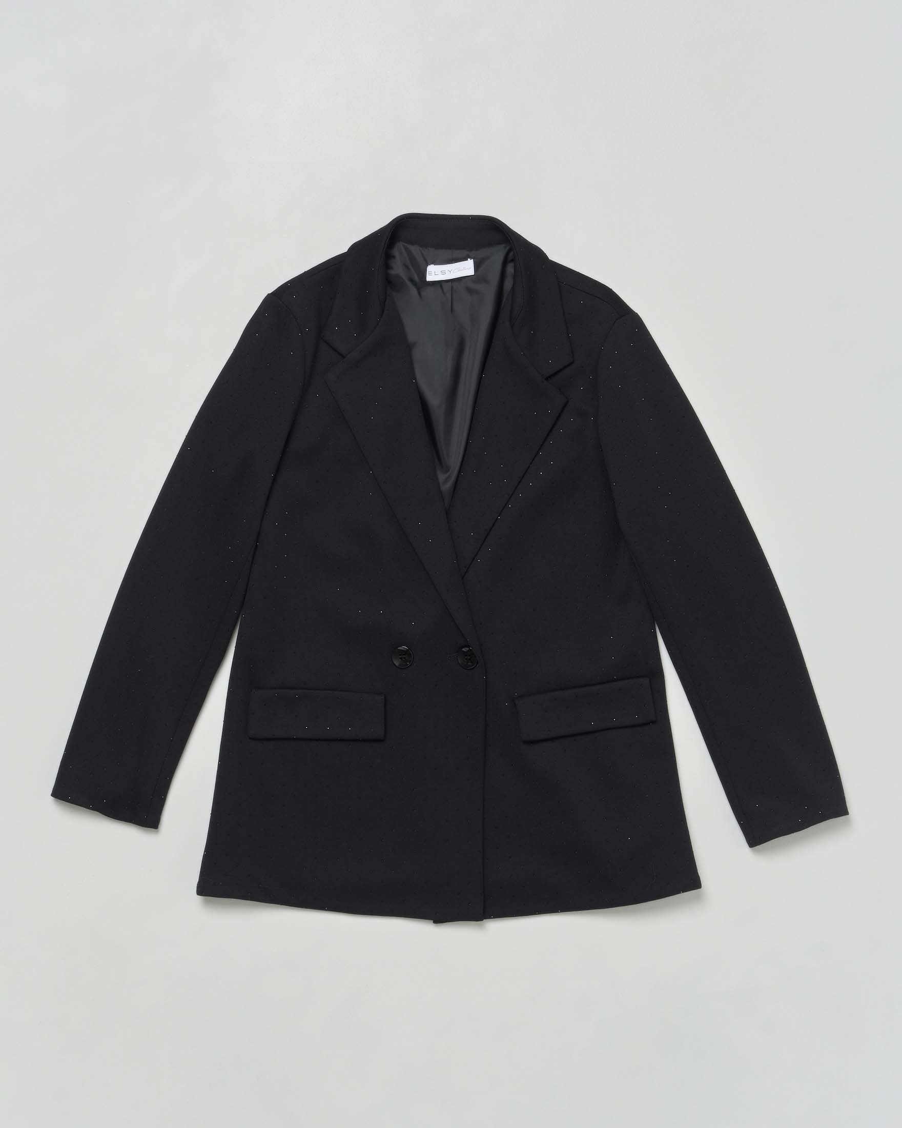 Blazer Elsy nero con strass all over