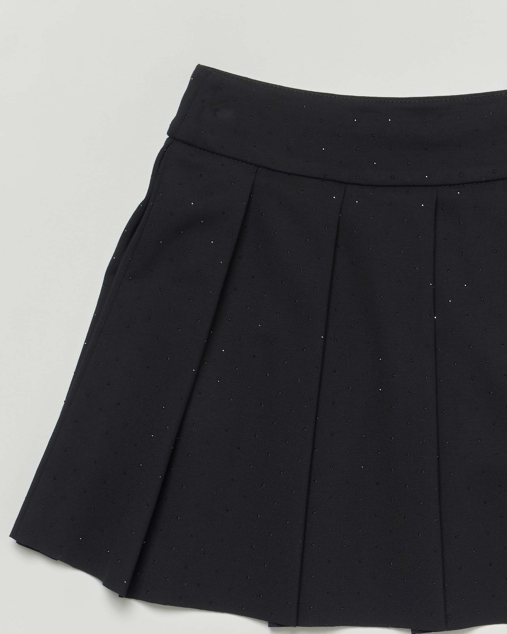 Gonna plisettata Elsy nera con strass all over image