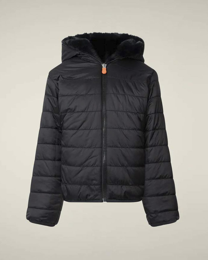 Giacca Save the duck reversibile nera modello Chloe in pelliccia animal free image