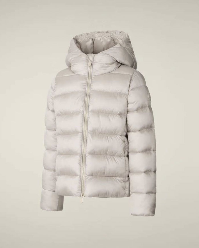 Piumino Save the duck beige chiaro modello Bibi in tessuto opaco con cappuccio fisso image