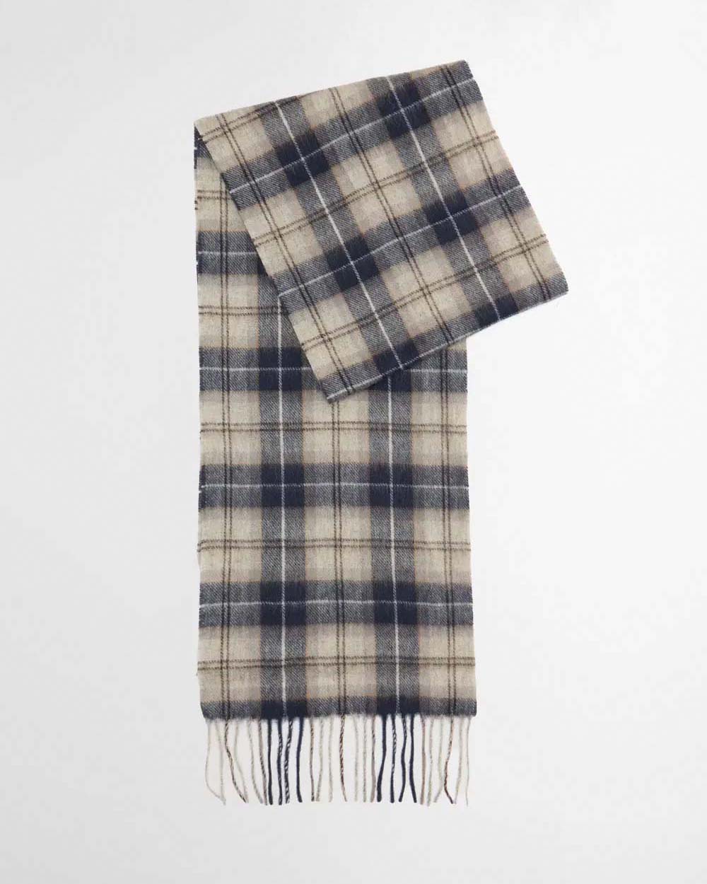 Cofanetto idea regalo Barbour composto da sciarpa tartan check e guanto grigio