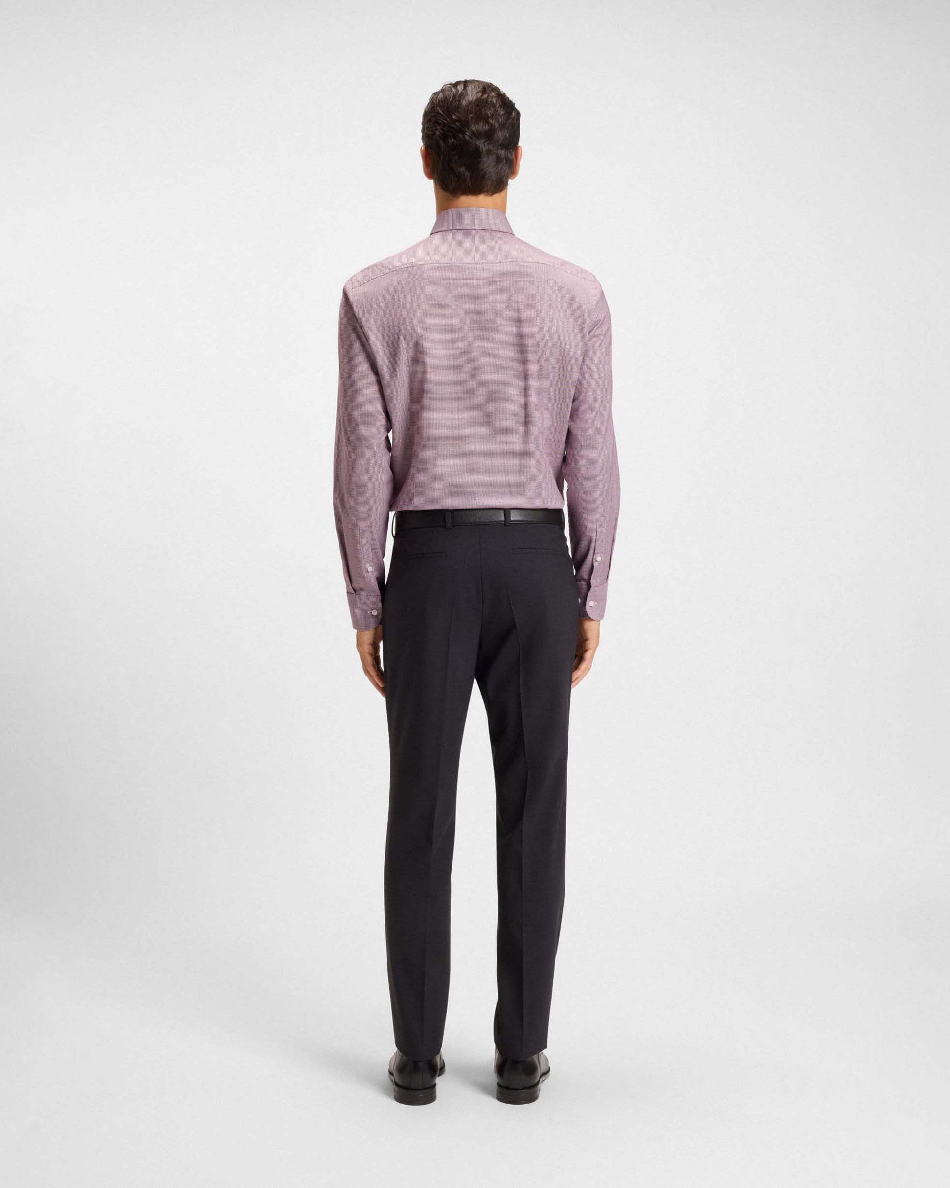 Camicia Spread Boss bordeaux in cotone stretch micro pied de poule con colletto aperto alla francese image