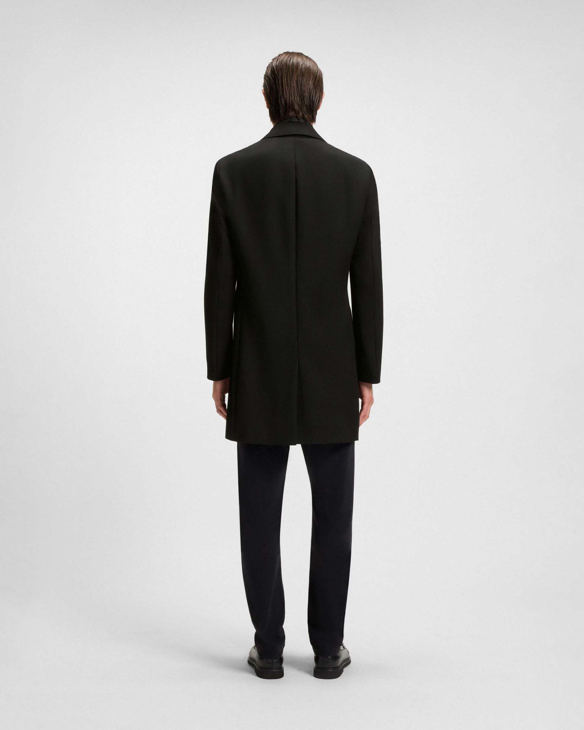 Cappotto Hyde nero slim-fit in panno di misto lana con davantino staccabile image