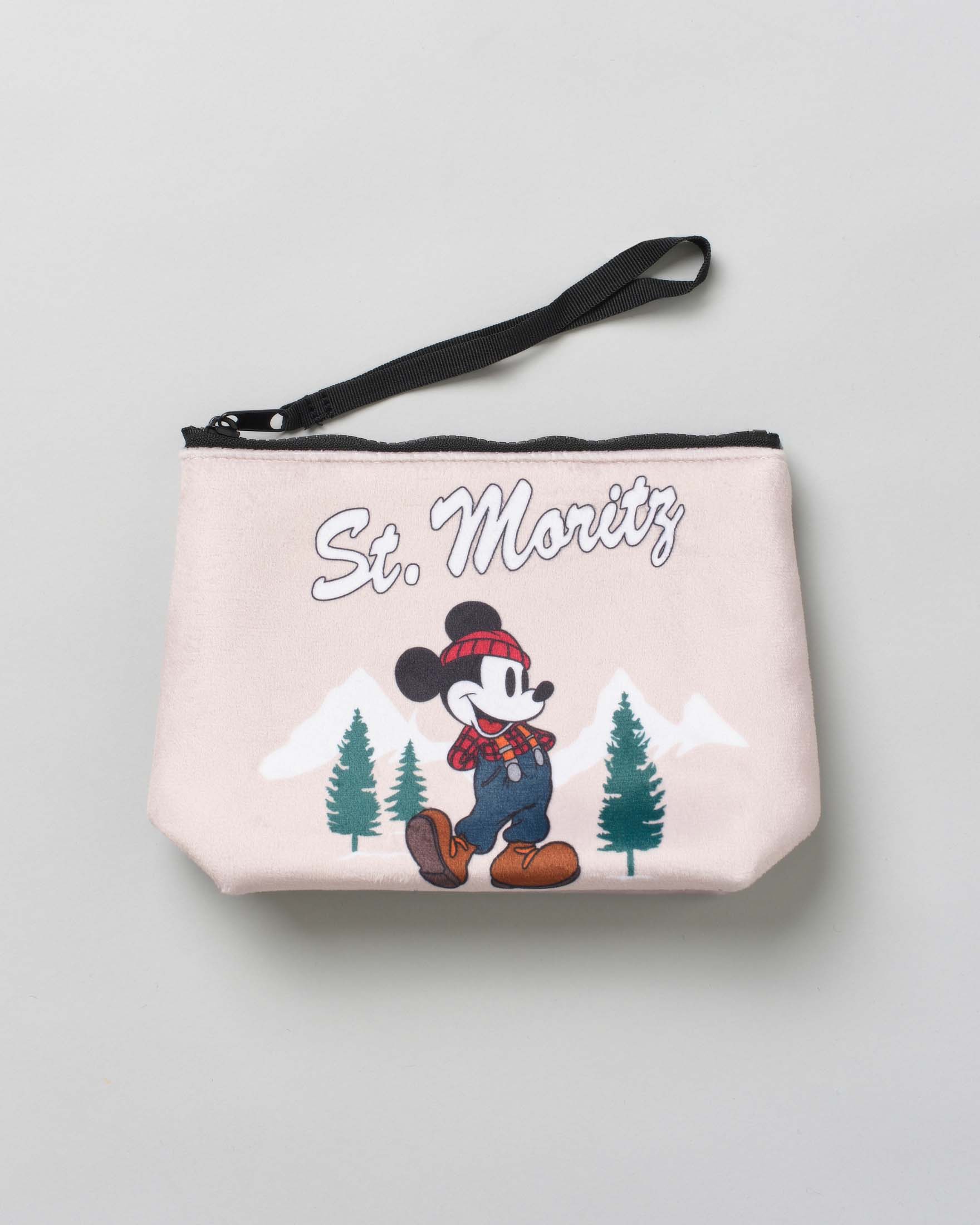 Pochette Aline beige in tessuto effetto lana con grafica Topolino a St. Moritz
