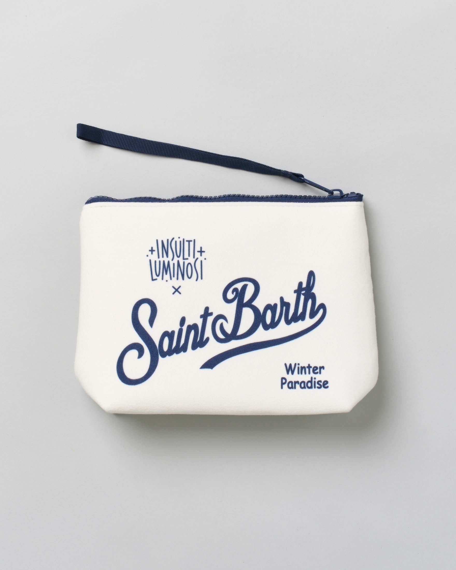 Pochette Aline bianca in tessuto effetto lana con scritta Oggi faccio Aprés-Ski(fo) image