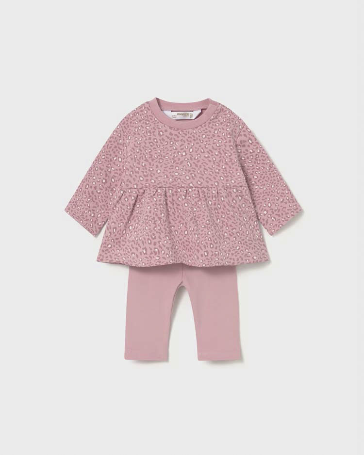 Completo Mayoral rosa maculato in cotone stretch