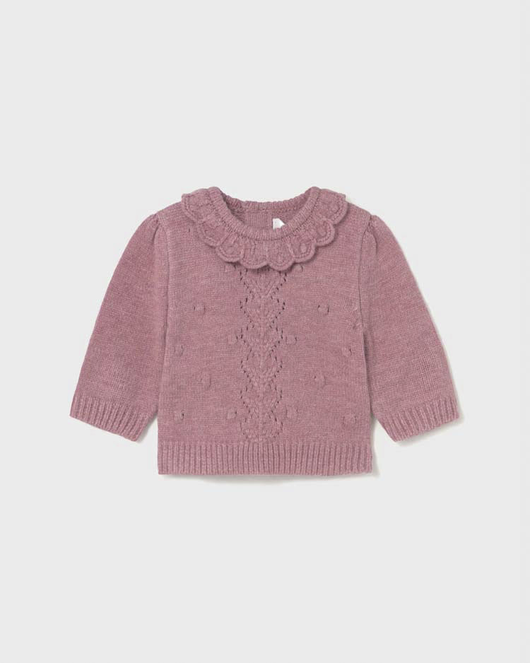 Maglione Mayoral rosa antico con lavorazioni e colletto