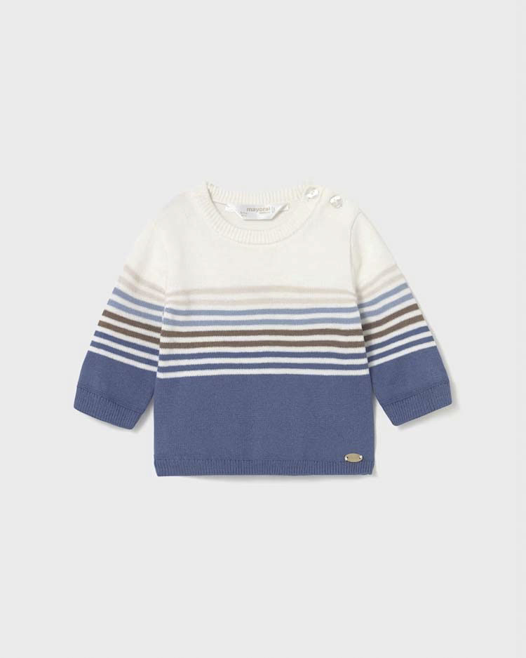 Maglioncino Mayoral in misto cotone azzurro celeste a righe multicolor