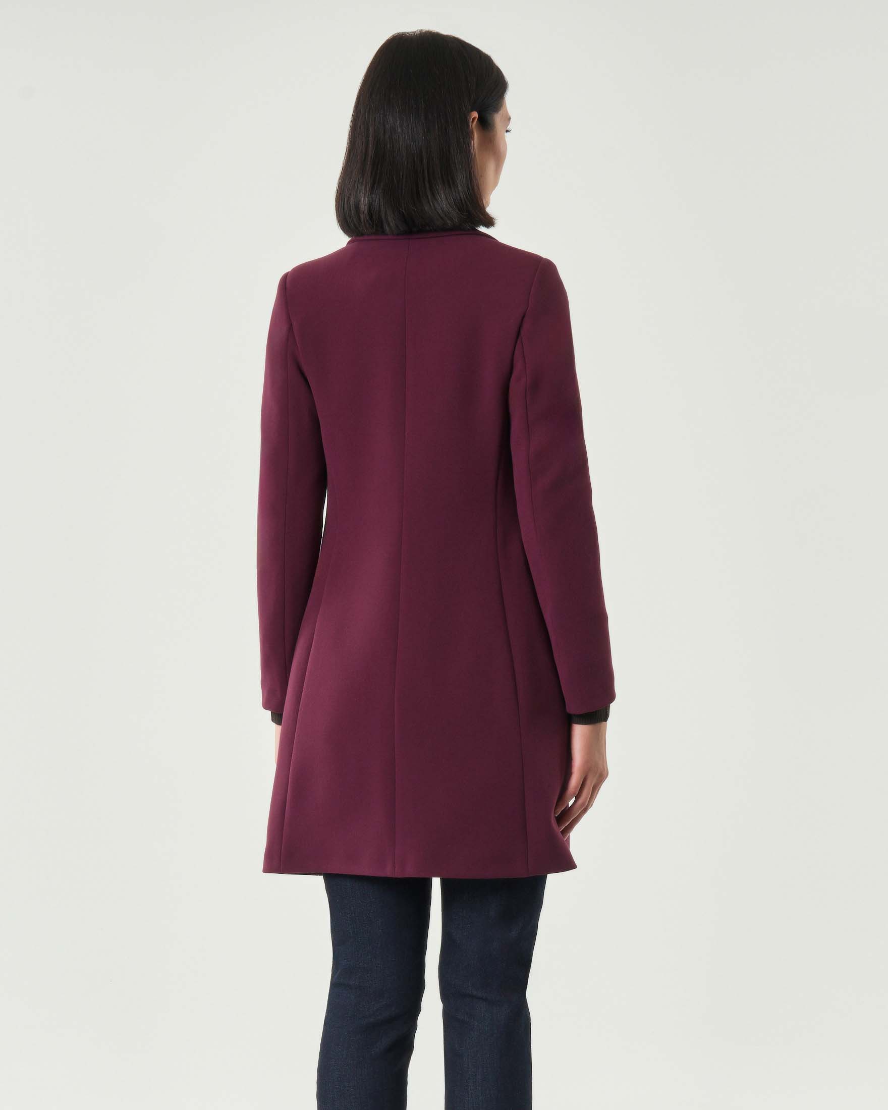 Cappottino bordeaux Hlo! dalla linea sfiancata in tessuto effetto