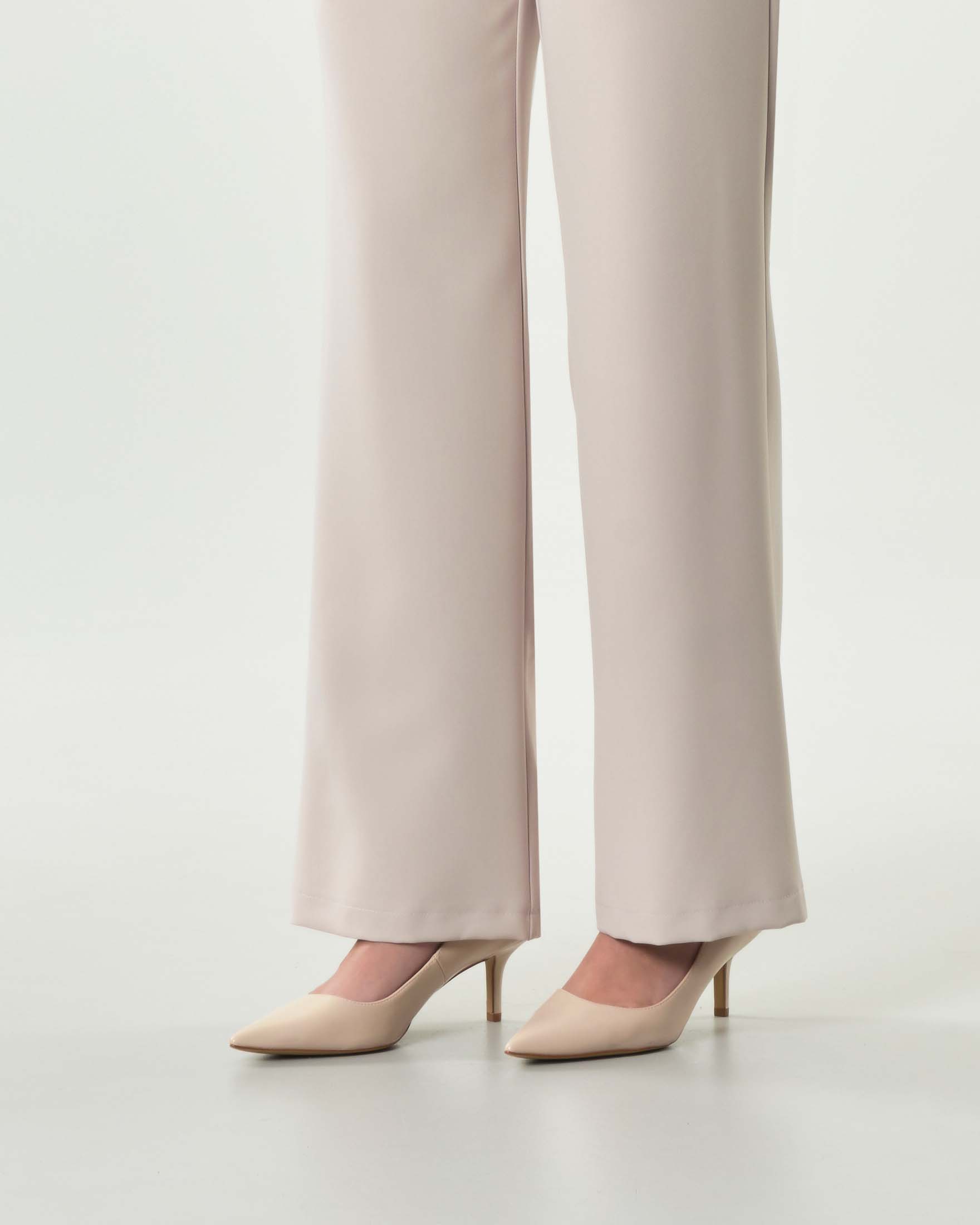 Pantaloni straight Hlo! color panna in tessuto tecnico stretch image