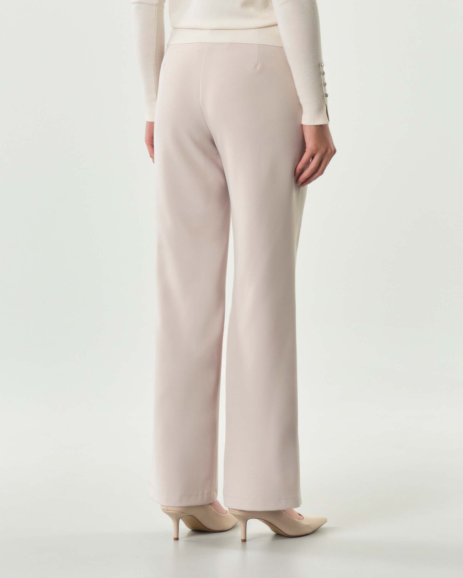 Pantaloni straight Hlo! color panna in tessuto tecnico stretch