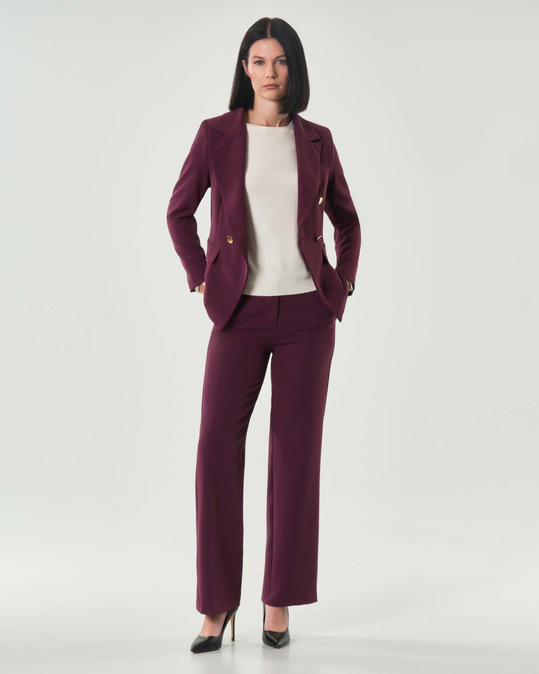 Hlo! — Pantaloni bordeaux straight Hlo! in tessuto tecnico stretch