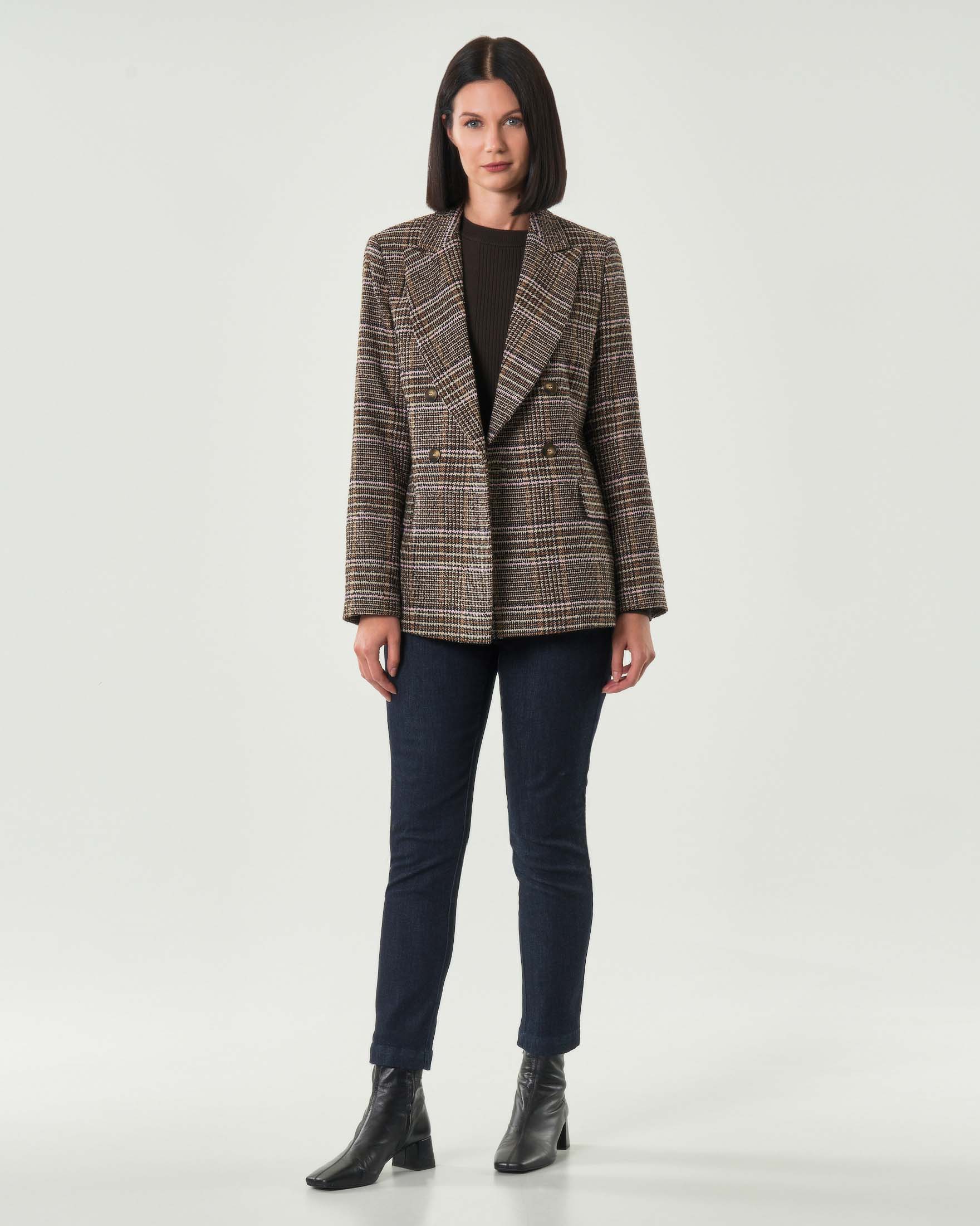 Jeans blu tramato Hlo! dalla linea slim in cotone stretch