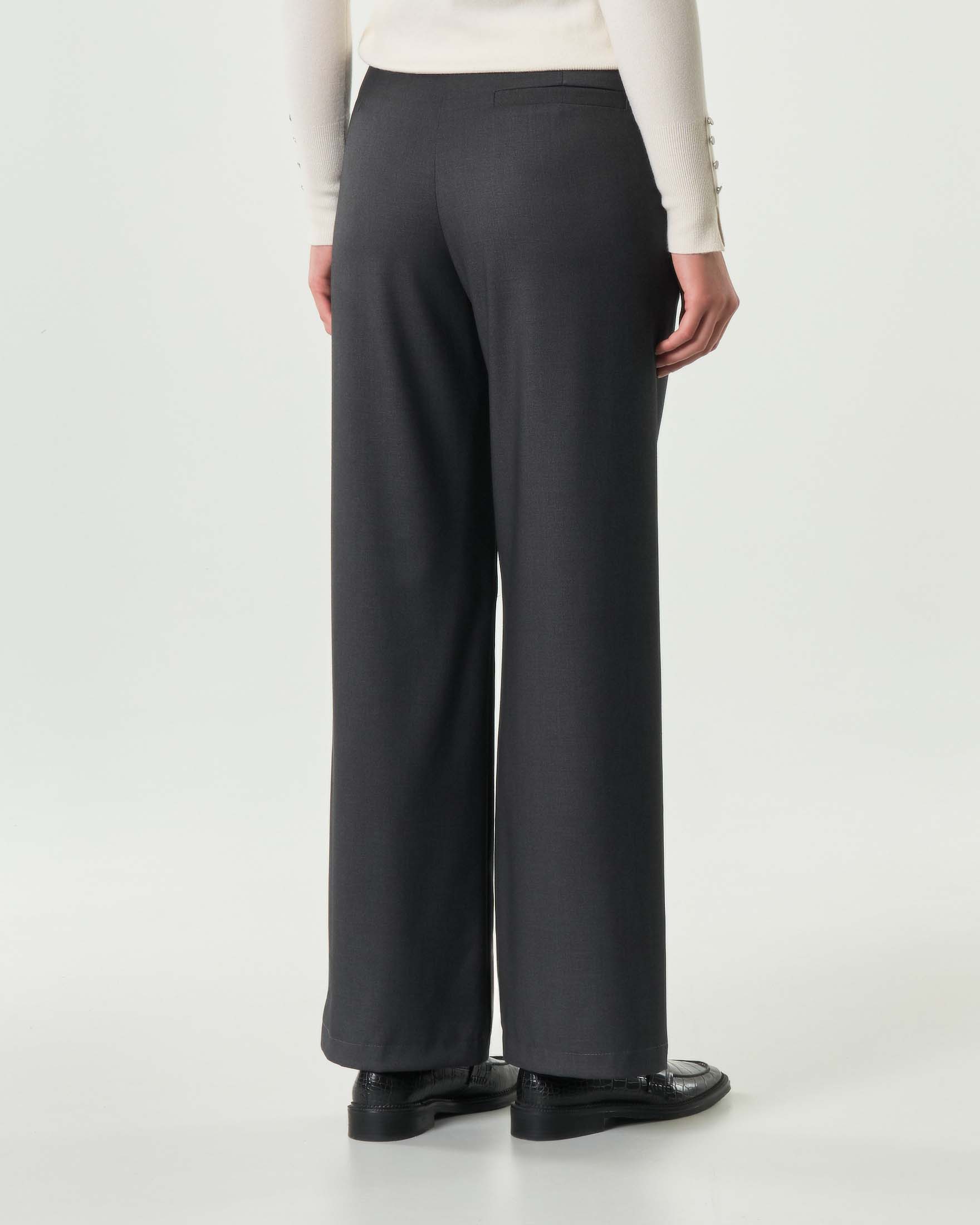 Pantaloni Hlo! grigio antracite in twill di misto viscosa stretch con pinces in vita