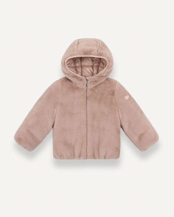 Piumino Colmar in ecopelliccia rosa imbottito con cappuccio