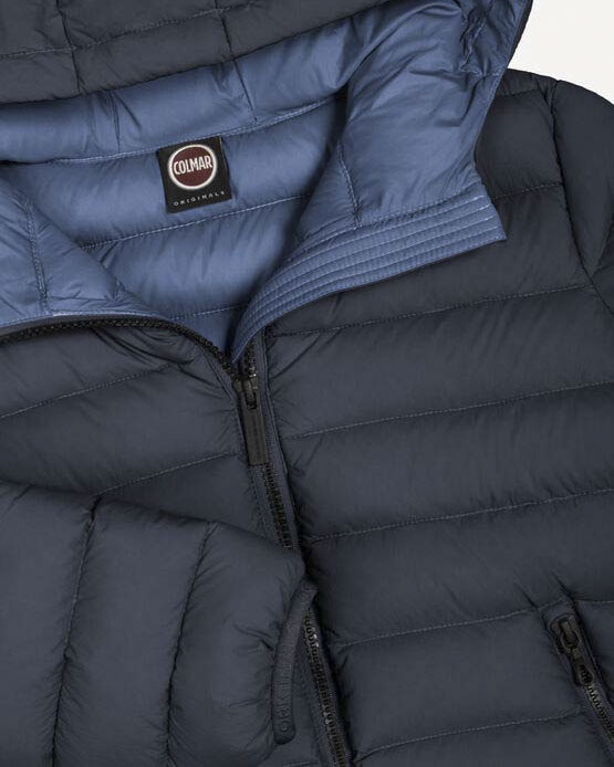Piumino Colmar Originals blu con cappuccio fisso ed interno avio image