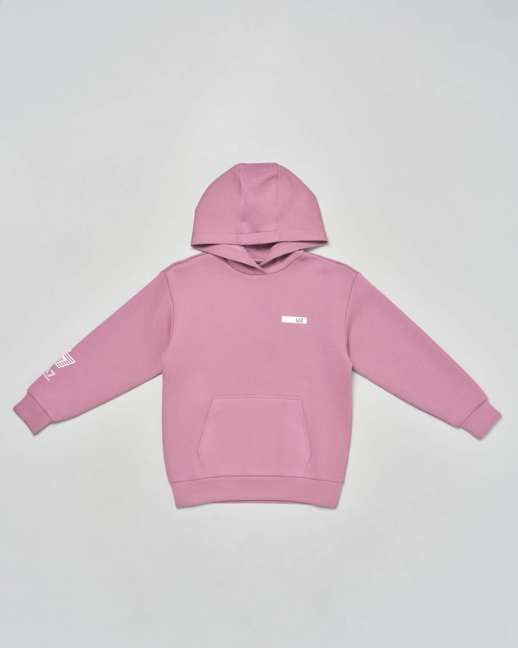 Felpa EA7 oversize color malva in neoprene linea natural ventus