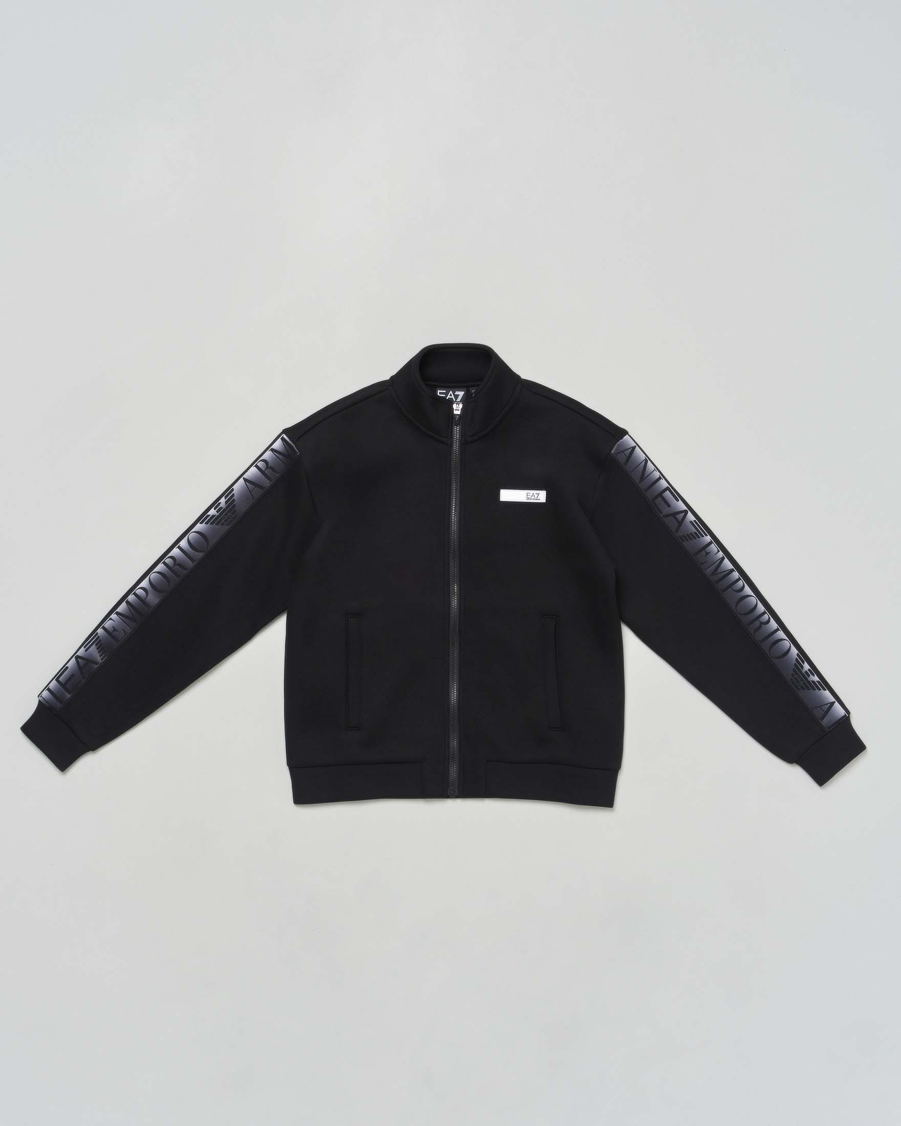 Felpa EA7 nera in neoprene con zip linea natural ventus