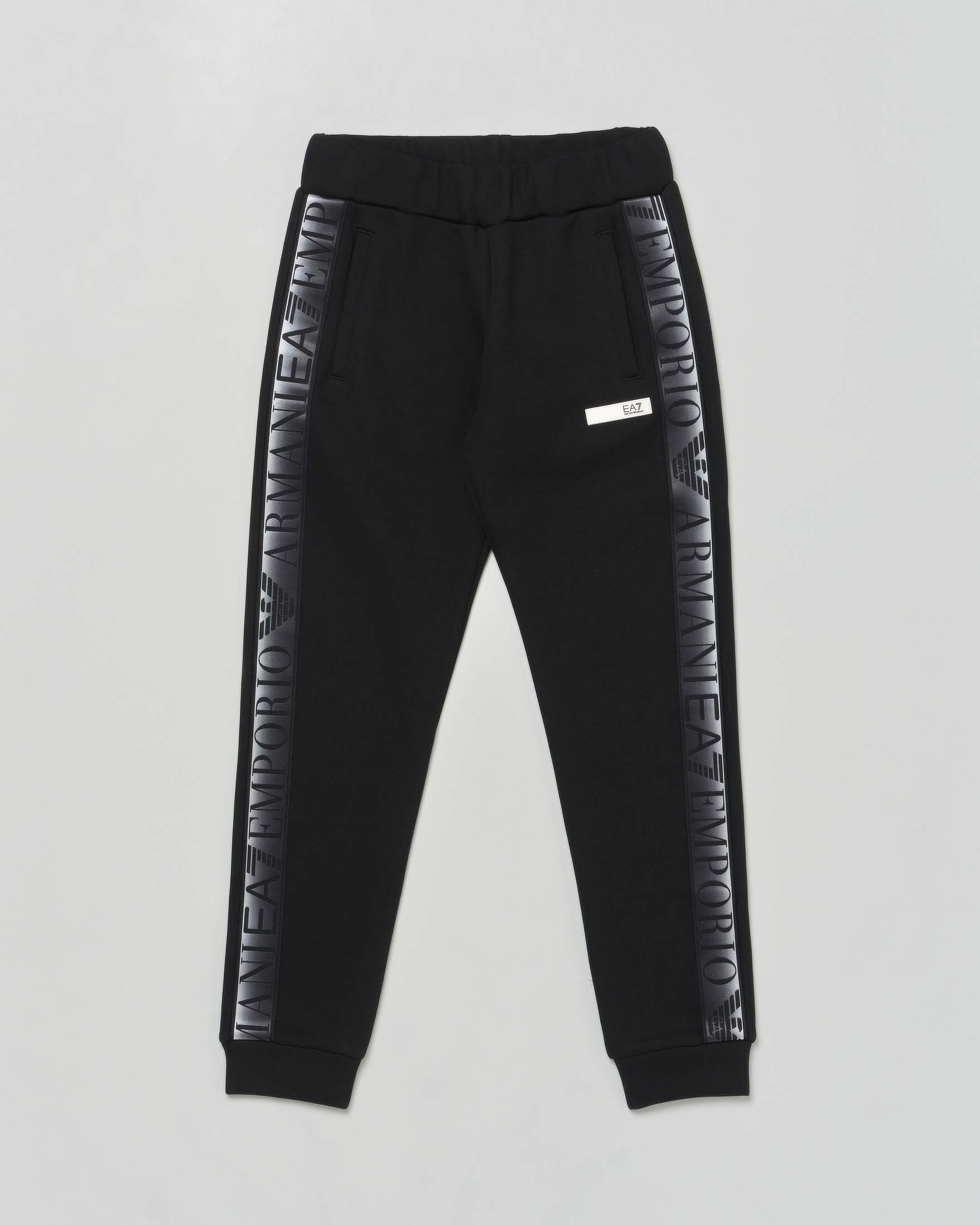 Pantalone jogger EA7 nero in neoprene modello natural venus con bande logo