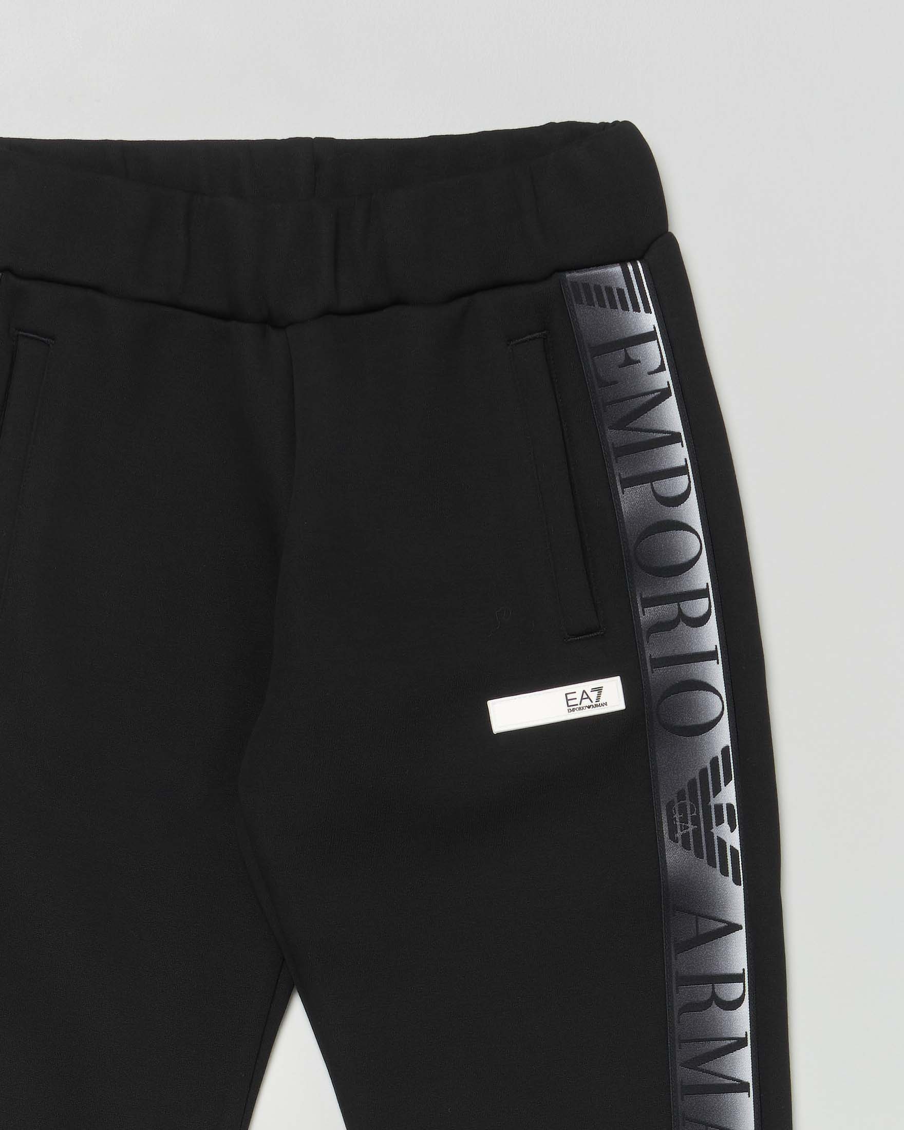 Pantalone jogger EA7 nero in neoprene modello natural venus con bande logo image